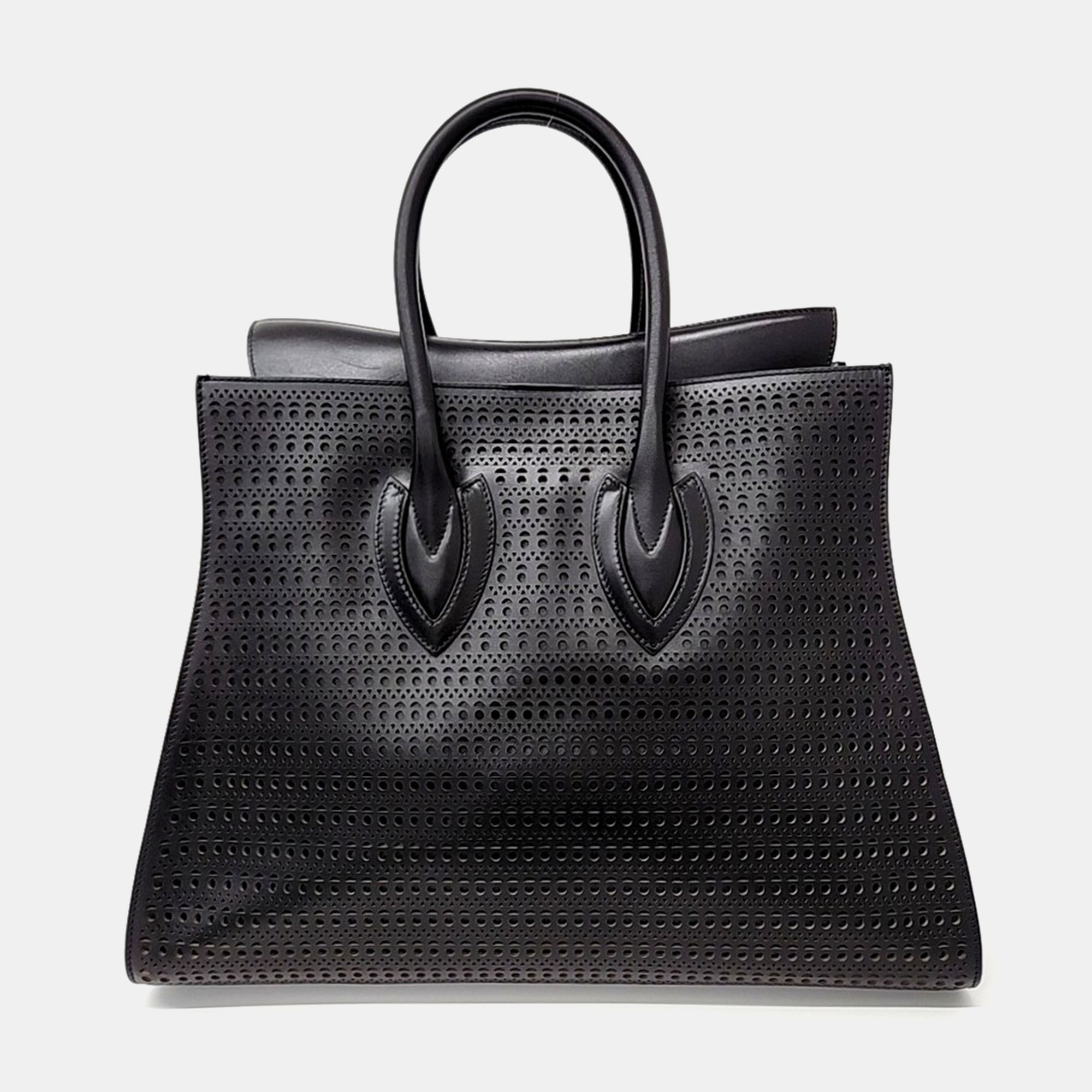 

Alaia Black Leather Cidi Tote Bag