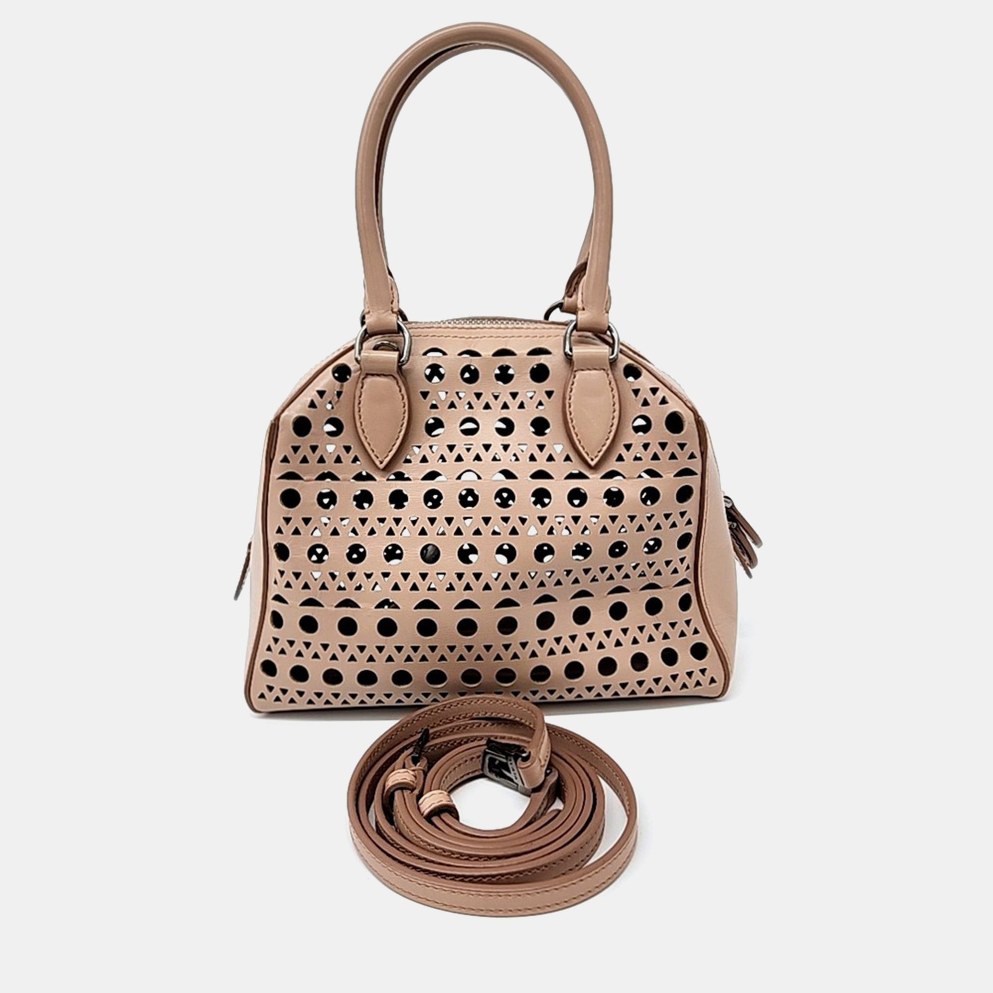 

Alaia Pink Leather Laser Cut Tote and Shoulder Bag