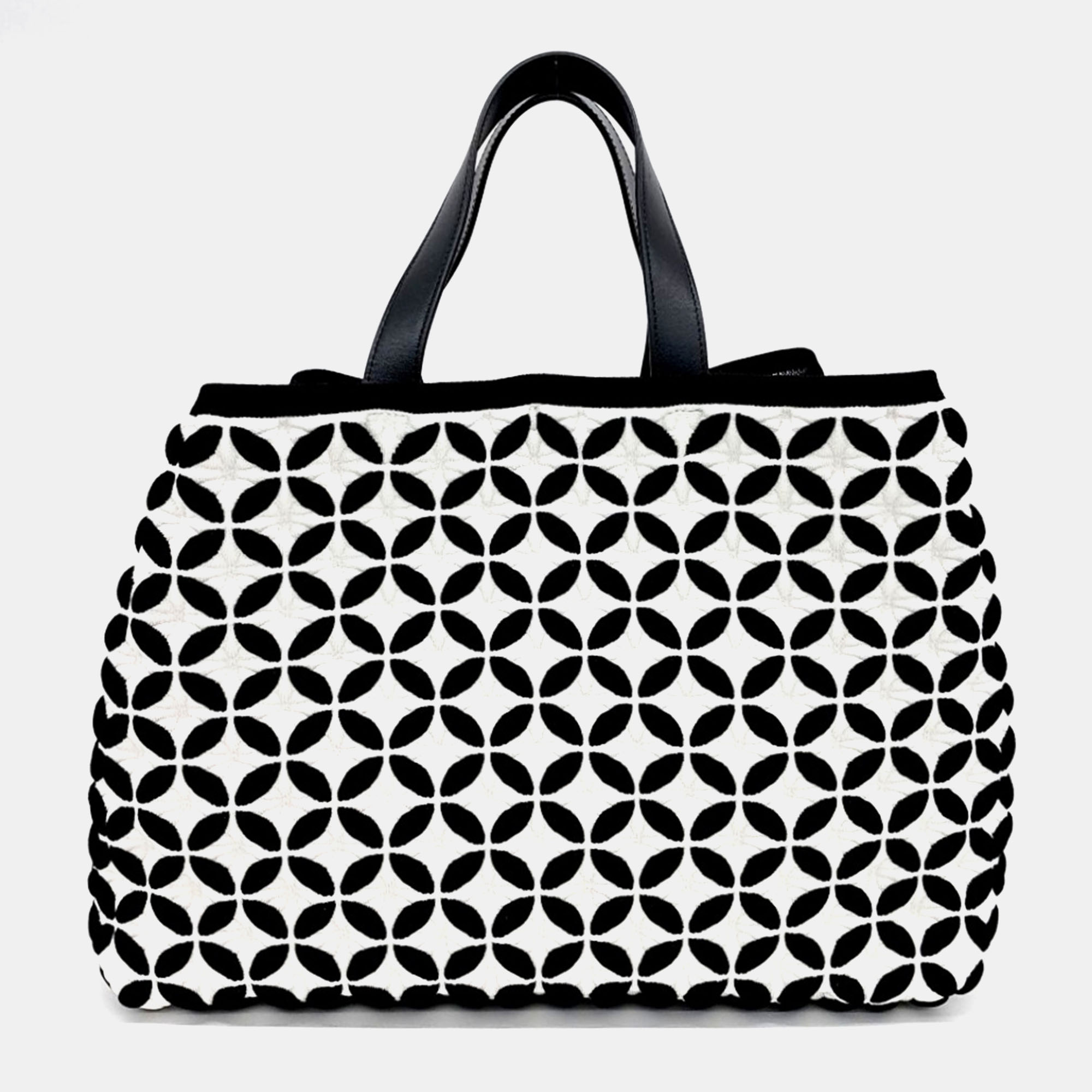 

Alaia Black White Fabric Knit Tote Bag