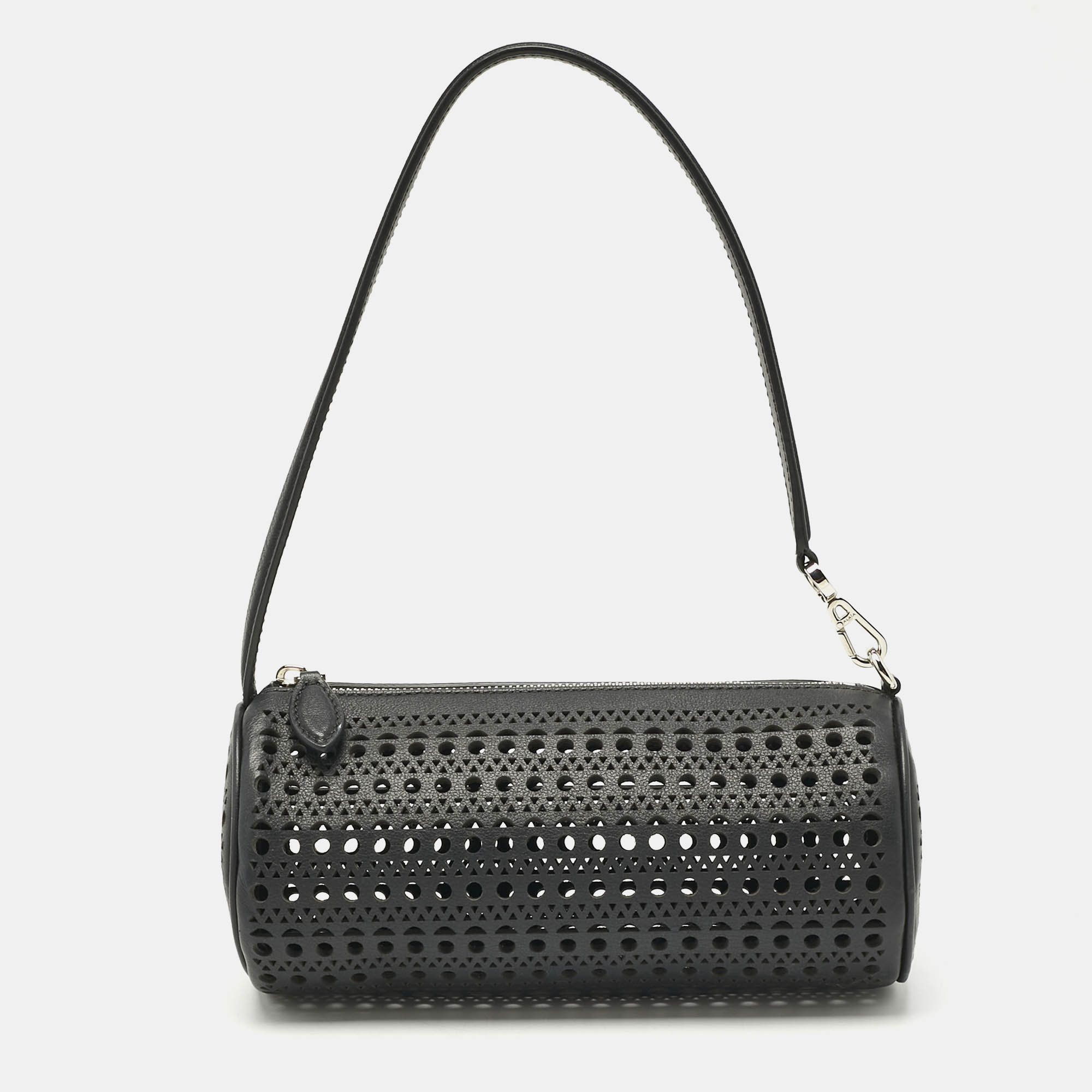 

Alaia Black Perforated Leather Tube Shoulder Bag