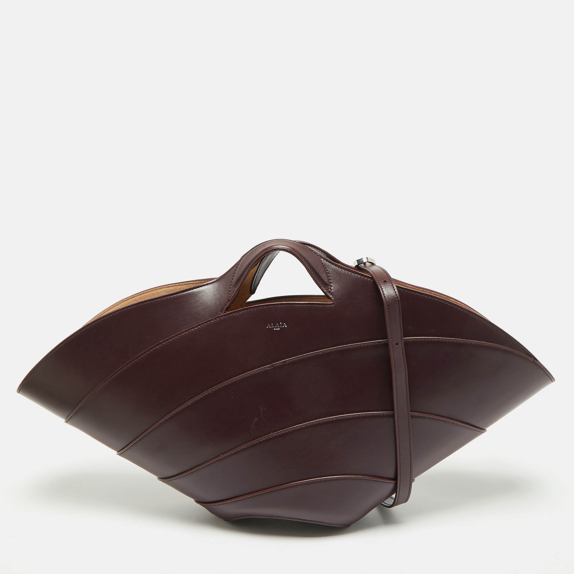 

Alaia Burgundy Leather Large Khaima Tote