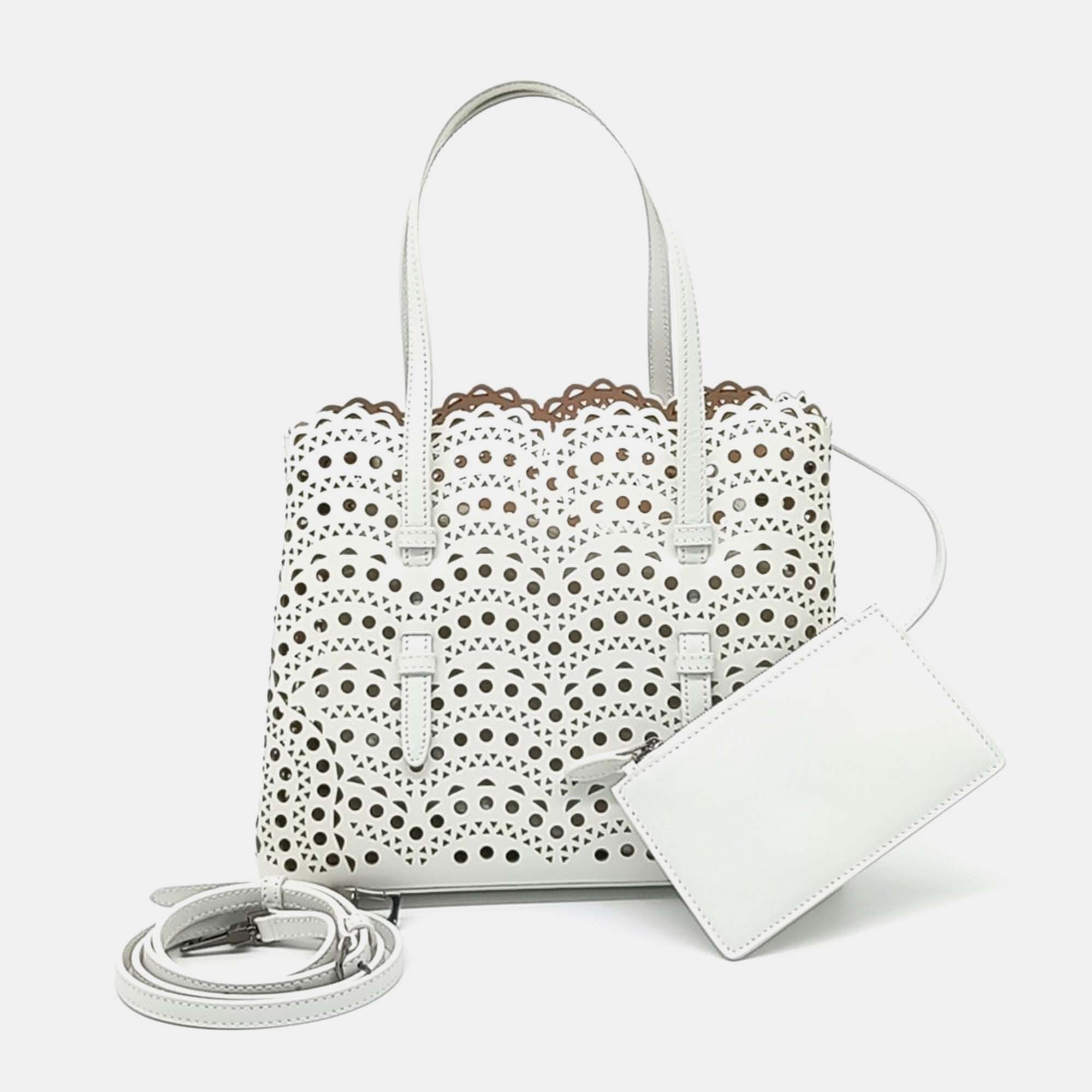 

Alaia Laser Cut Mina Bag 25, White