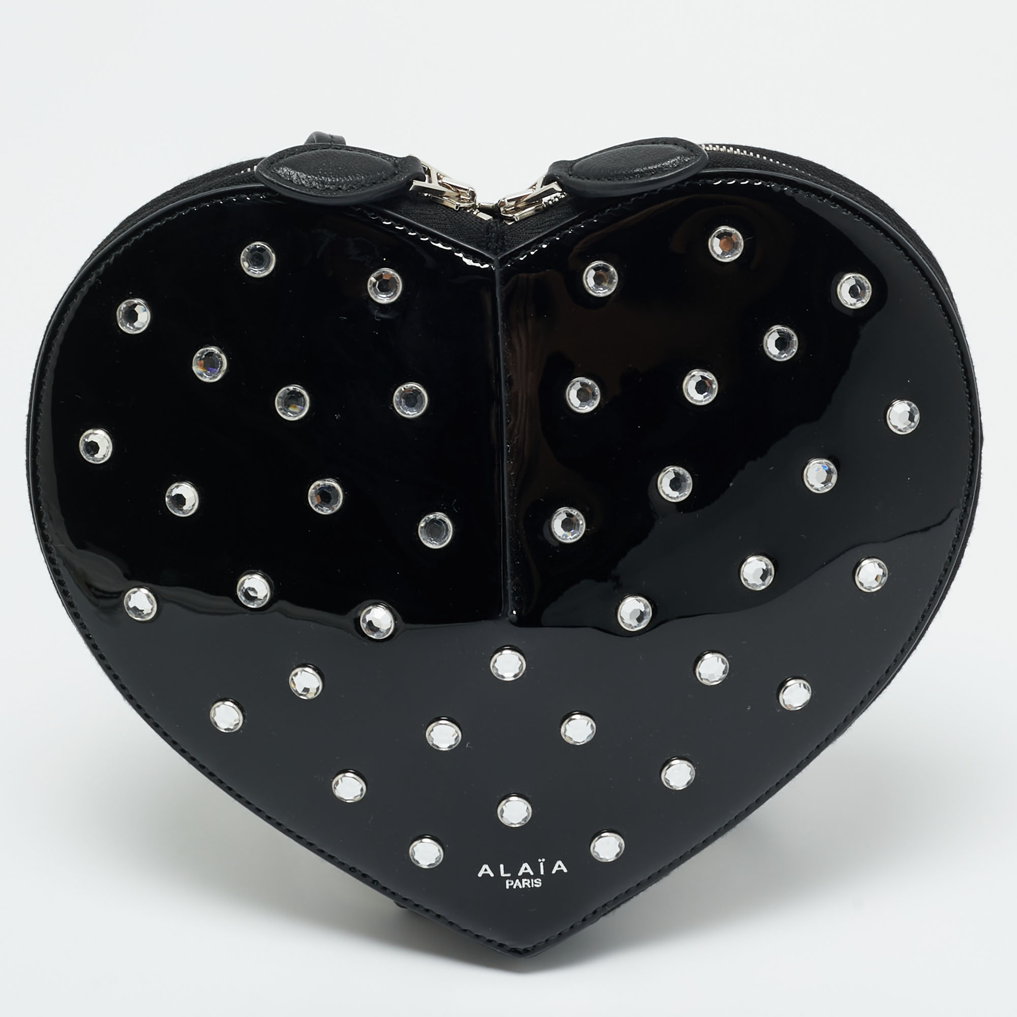

Alaia Black Patent Leather Le Coeur Crystals Crossbody bag