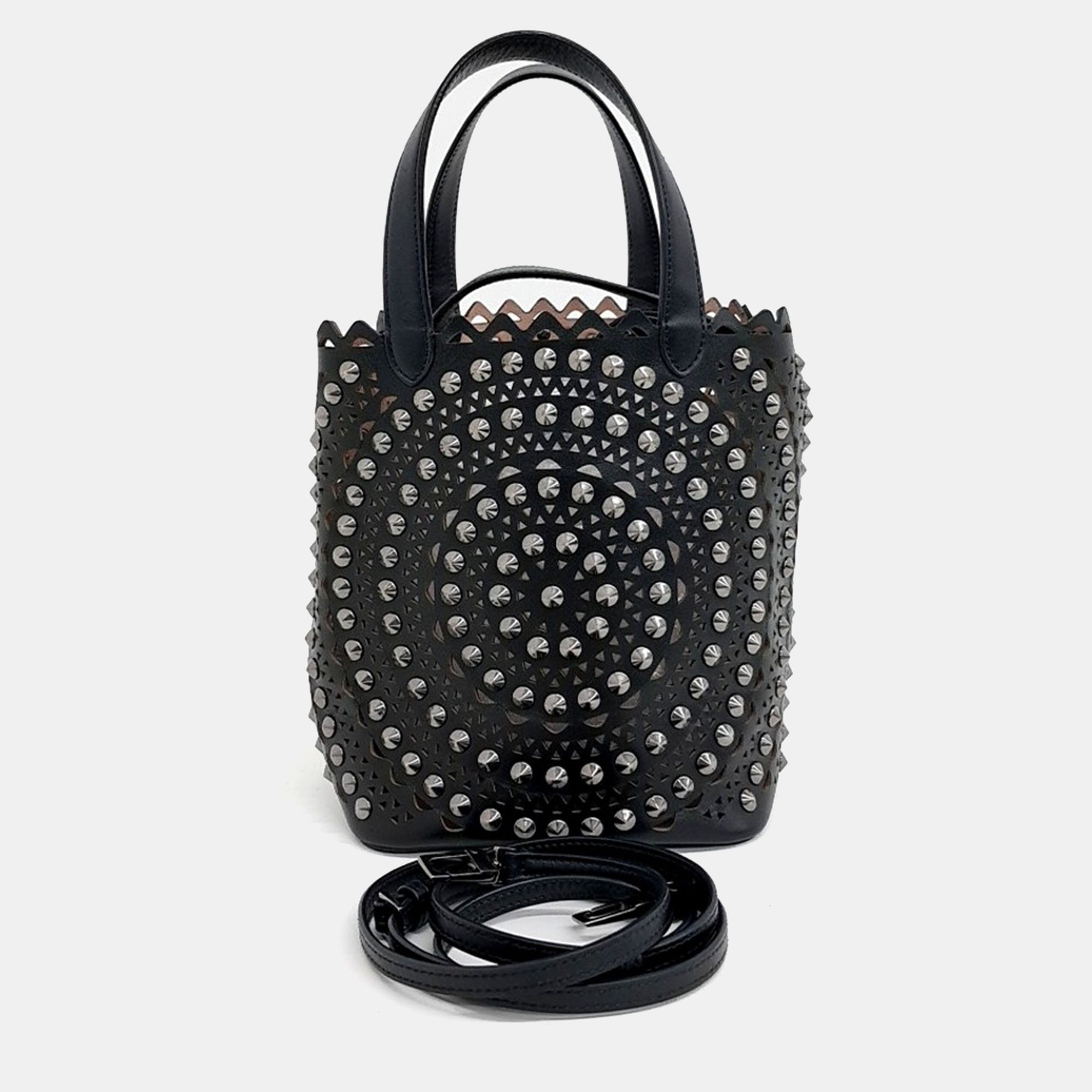 

Alaia Black Leather Laser Cut Bucket Bag