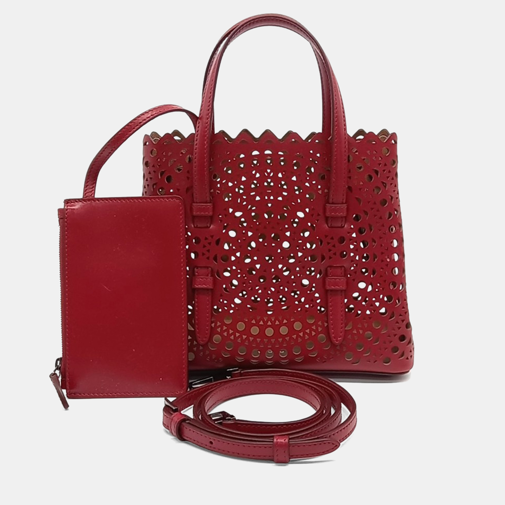 

Alaia Red Leather Laser Cut Mina Bag