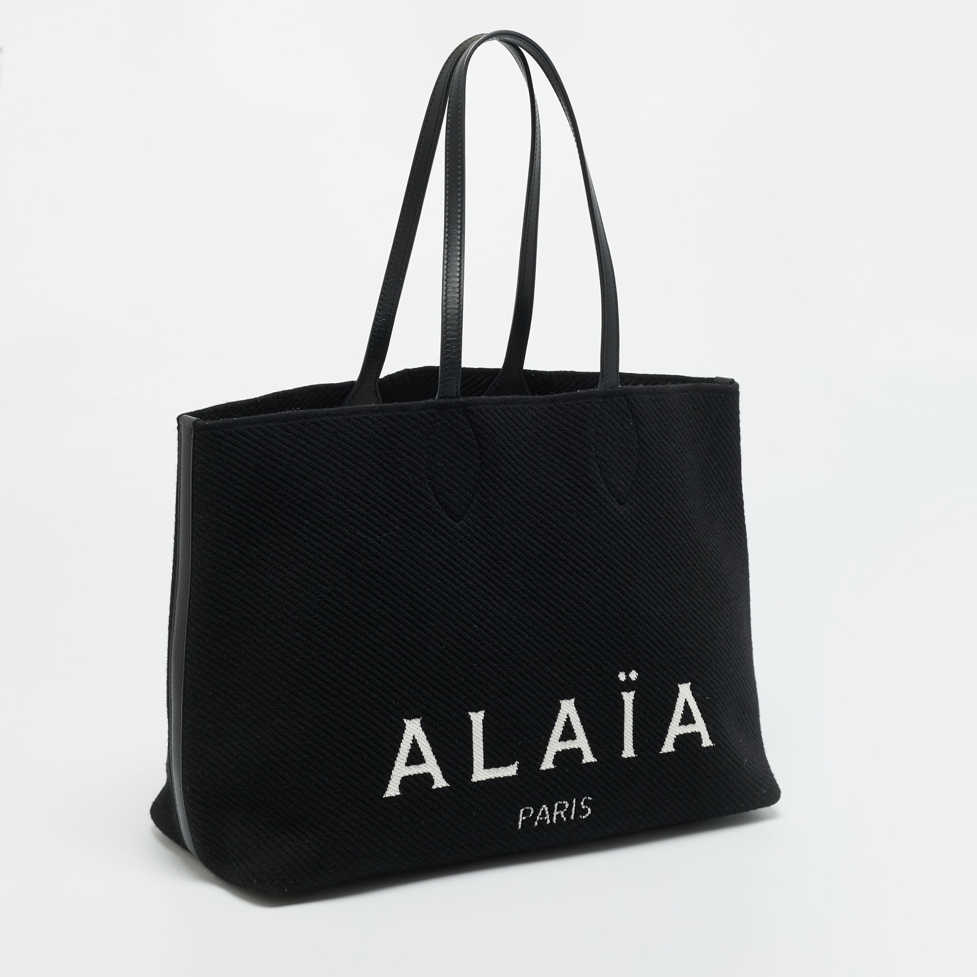 

Alaia Black Knitted Fabric Logo Tote