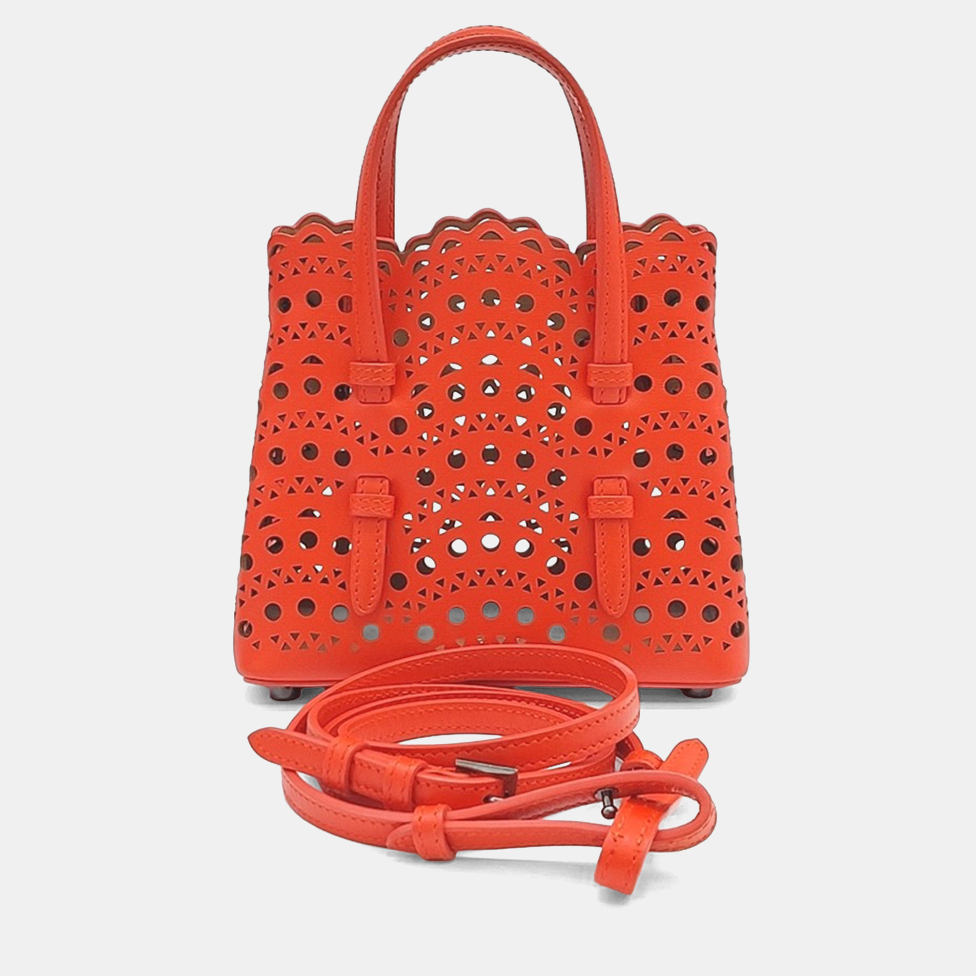 Pre-owned Alaïa Red Leather Laser Cut Mina Bag