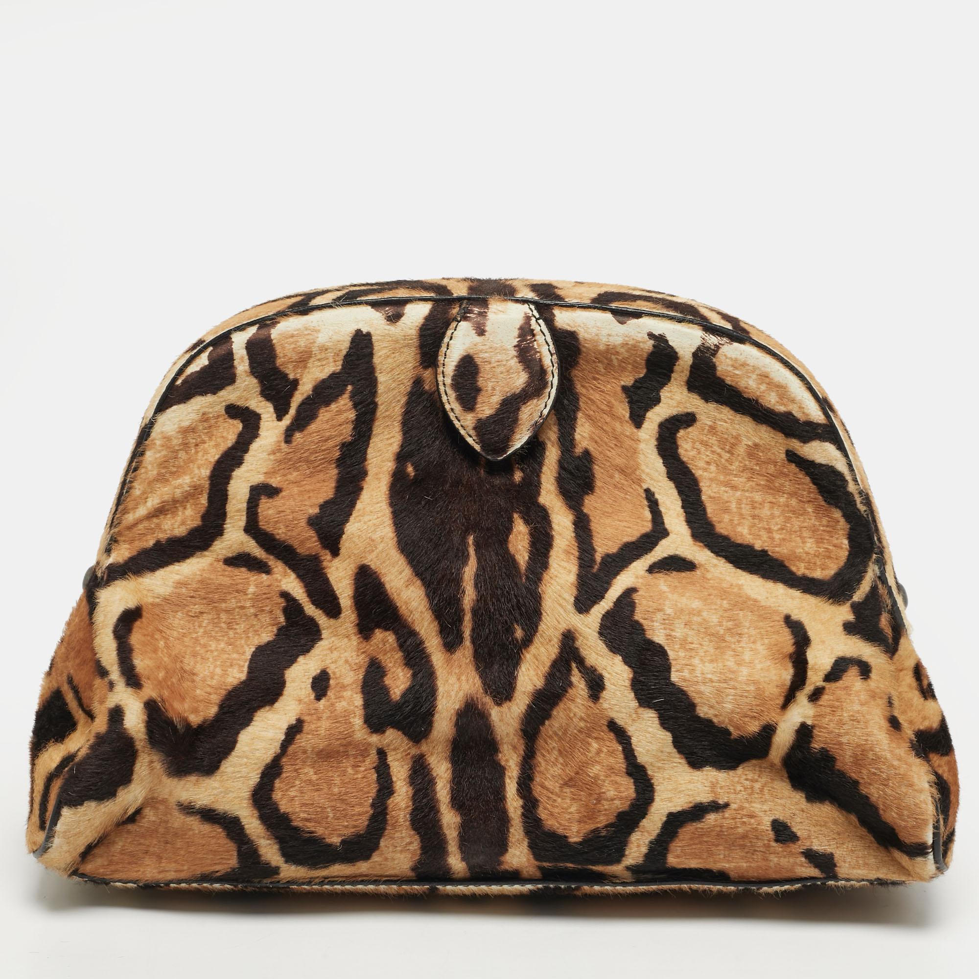 Click to view more detailed imagery on our partner's website Pre-owned Alaïa Brown Leopard Print Calf Hair Frame Pouch
