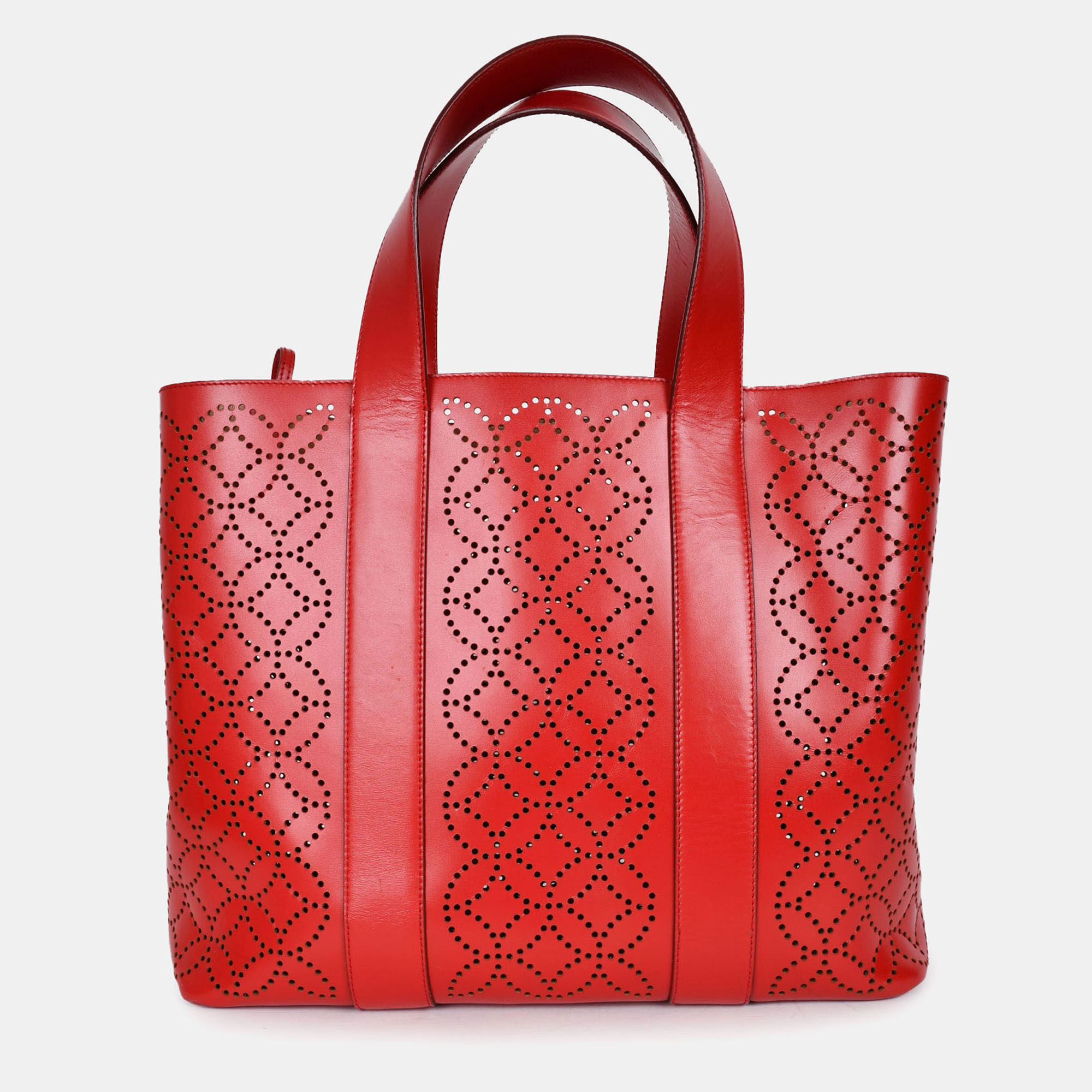 Pre-owned Alaïa Paris Red Perforated Leather Top Handle Tote