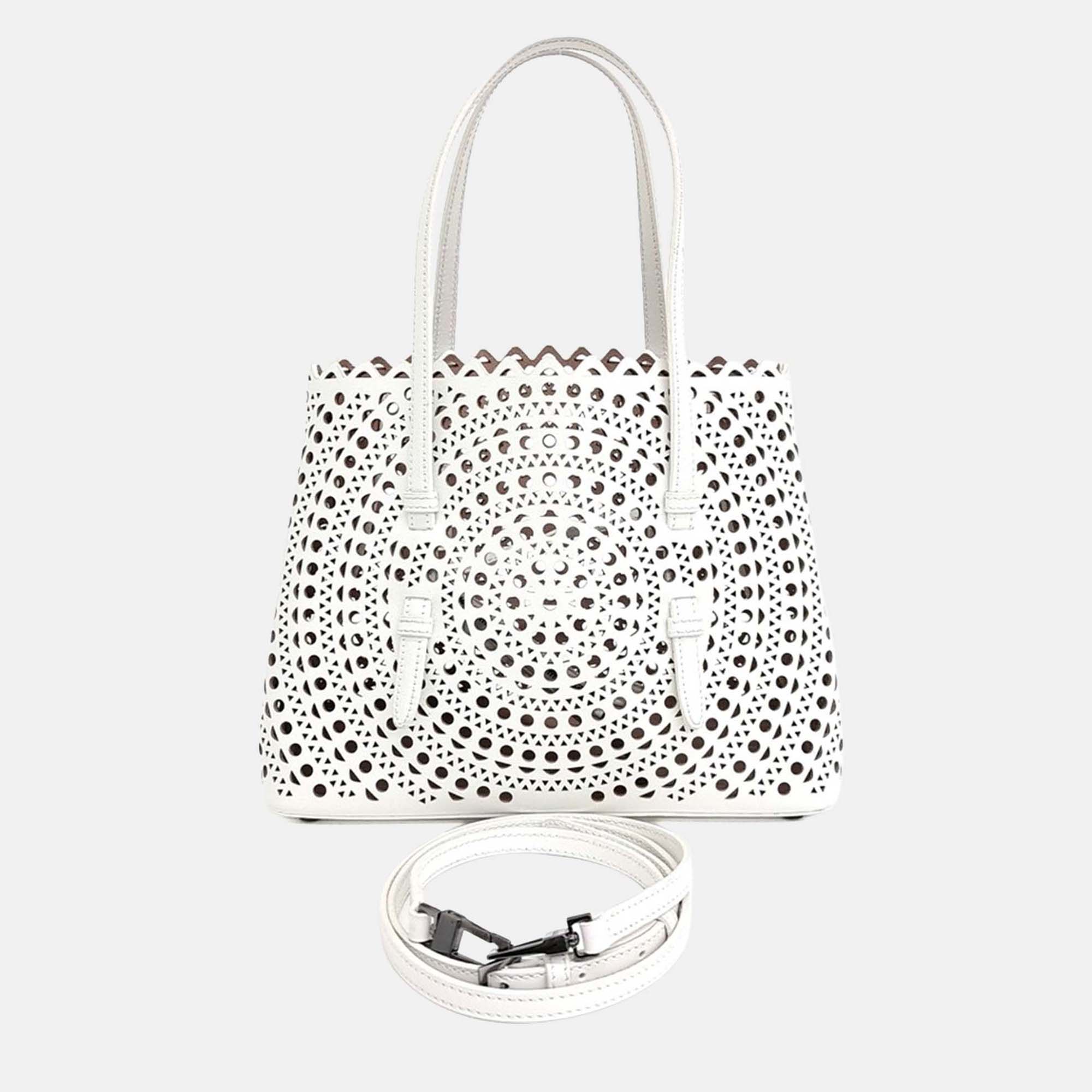 

Alaia White Leather Laser Cut Mina Bag