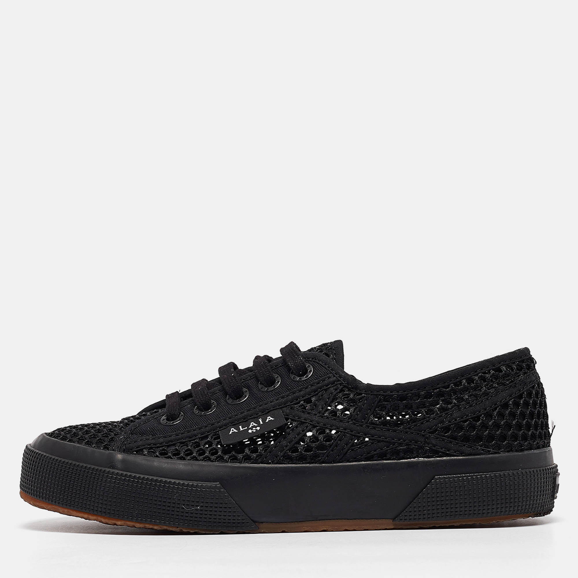 

Alaia Black Mesh and Canvas Lace Up Sneakers Size