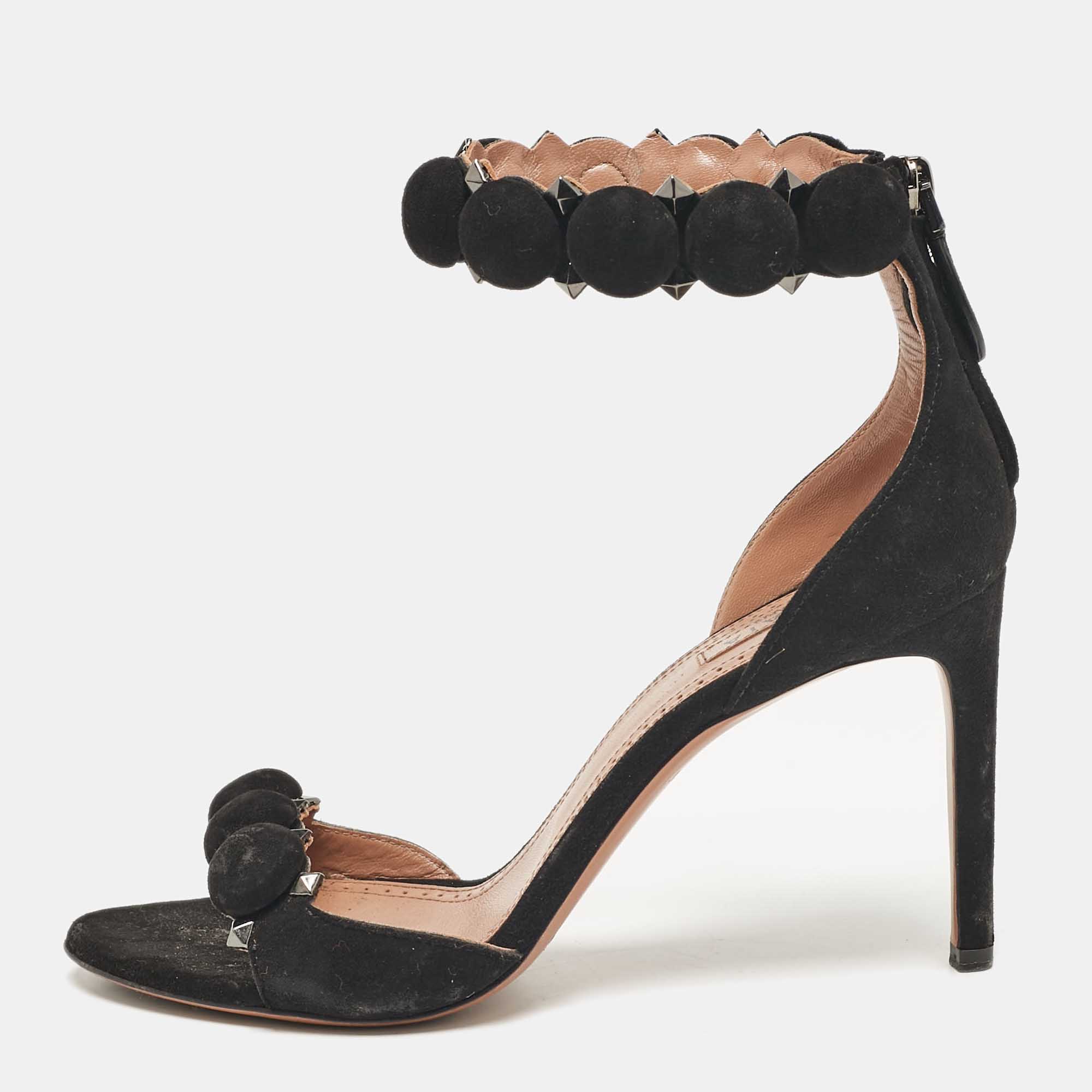 

Alaia Black Suede La Bombe Ankle Strap Sandals Size