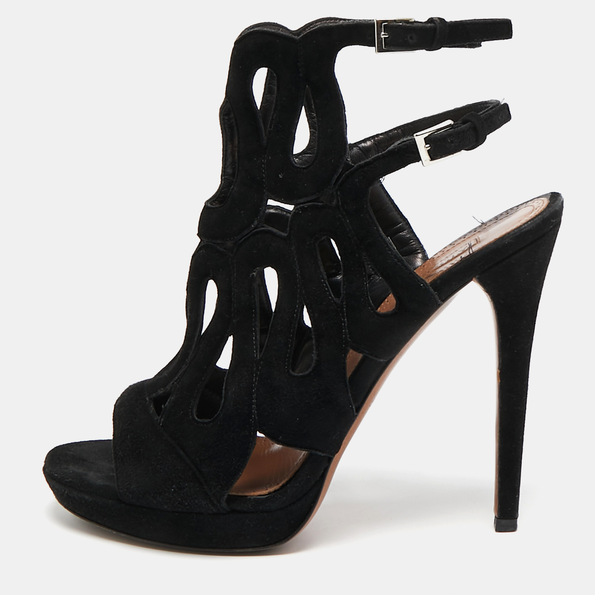 

Alaia Black Suede Ankle Strap Sandals Size