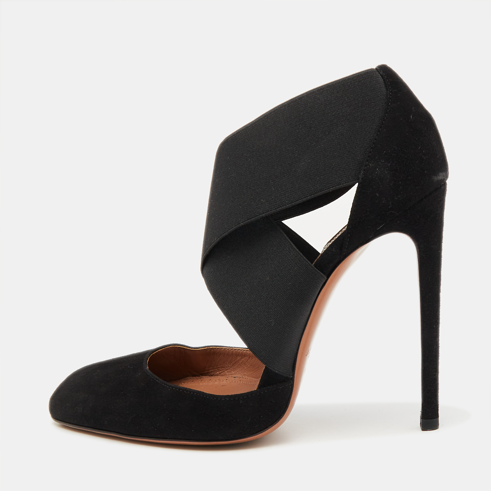 

Alaia Black Suede and Stretch Fabric Cross Strap Pumps Size