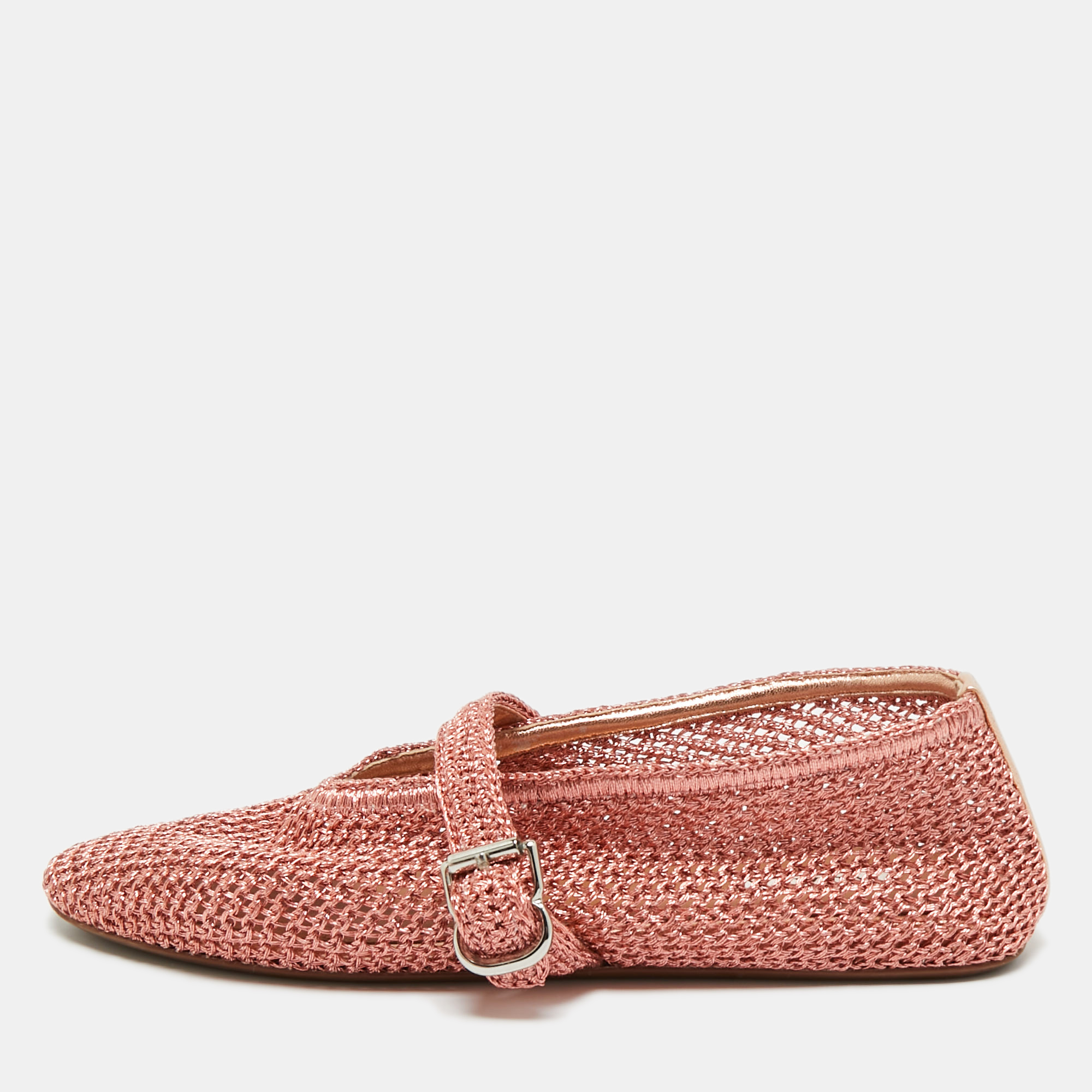 Pre-owned Alaïa Orange Mesh Ballet Flats Size 38