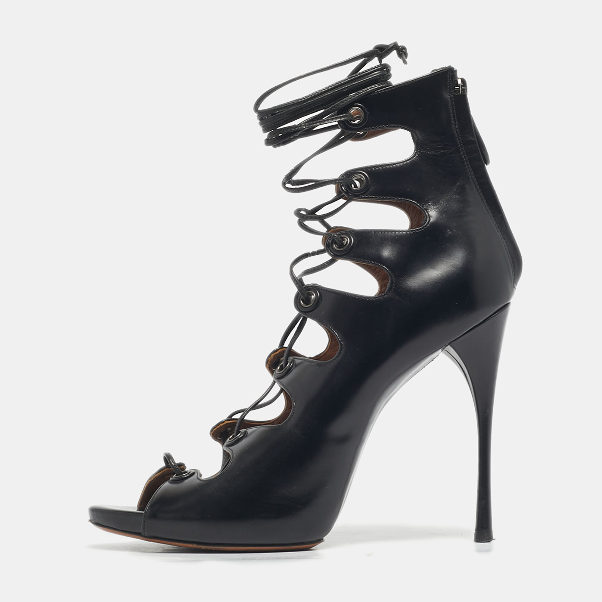 

Alaia Black Leather Platform Gladiator Sandals Size