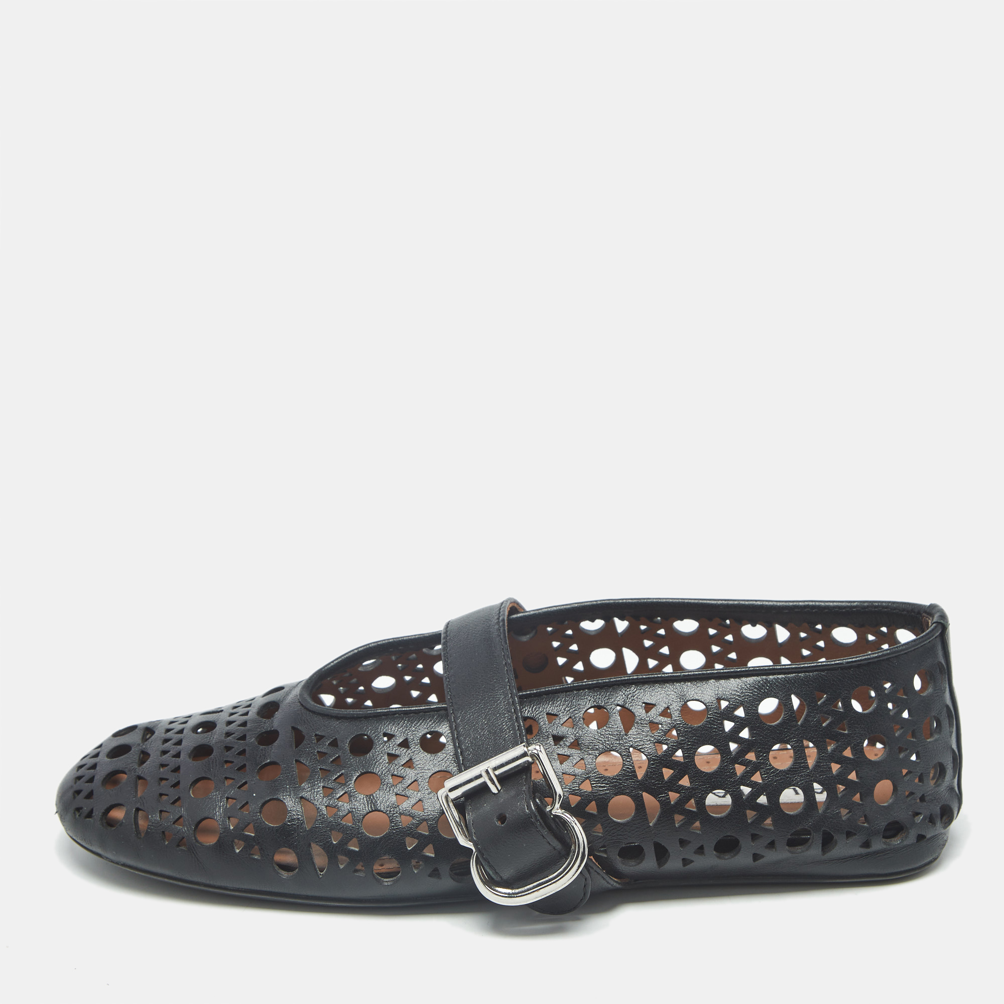 Pre-owned Alaïa Vienne Size 36.5 Black Leather Ballet Flats