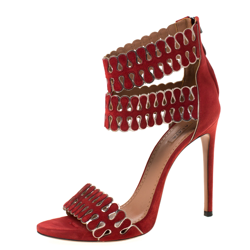 red double strap sandals