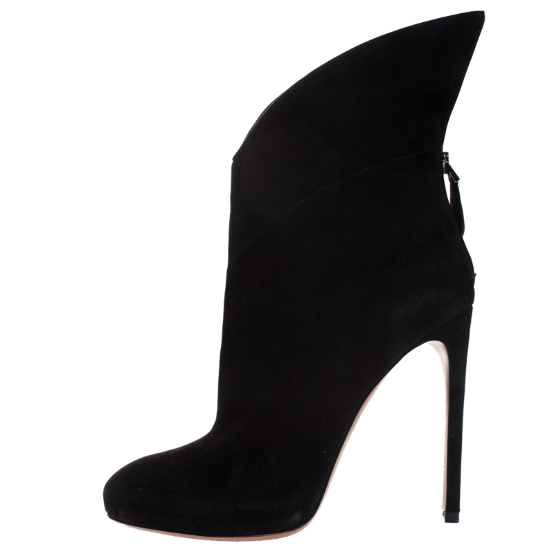 

Alaia Black Suede Leather Platform Ankle Length Boots Size