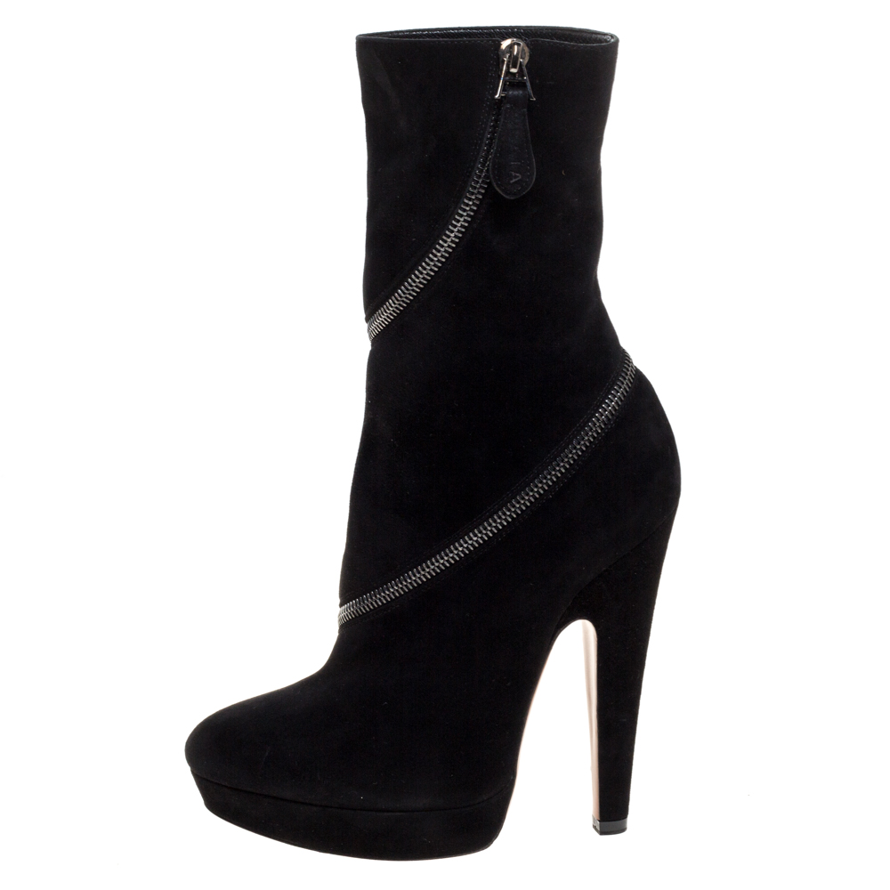 

Alaia Black Suede Zip Around Ankle Boots Size