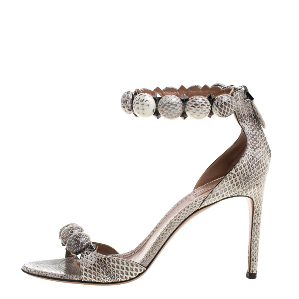 

Alaia Multicolor Python Chamois Bombe Ankle Cuff Sandals Size