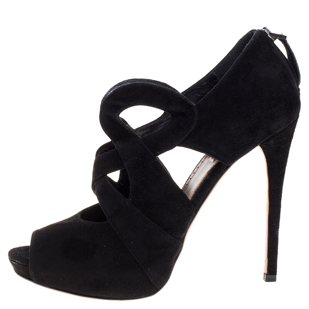 

Alaia Black Suede Cut Out Ankle Boots Size