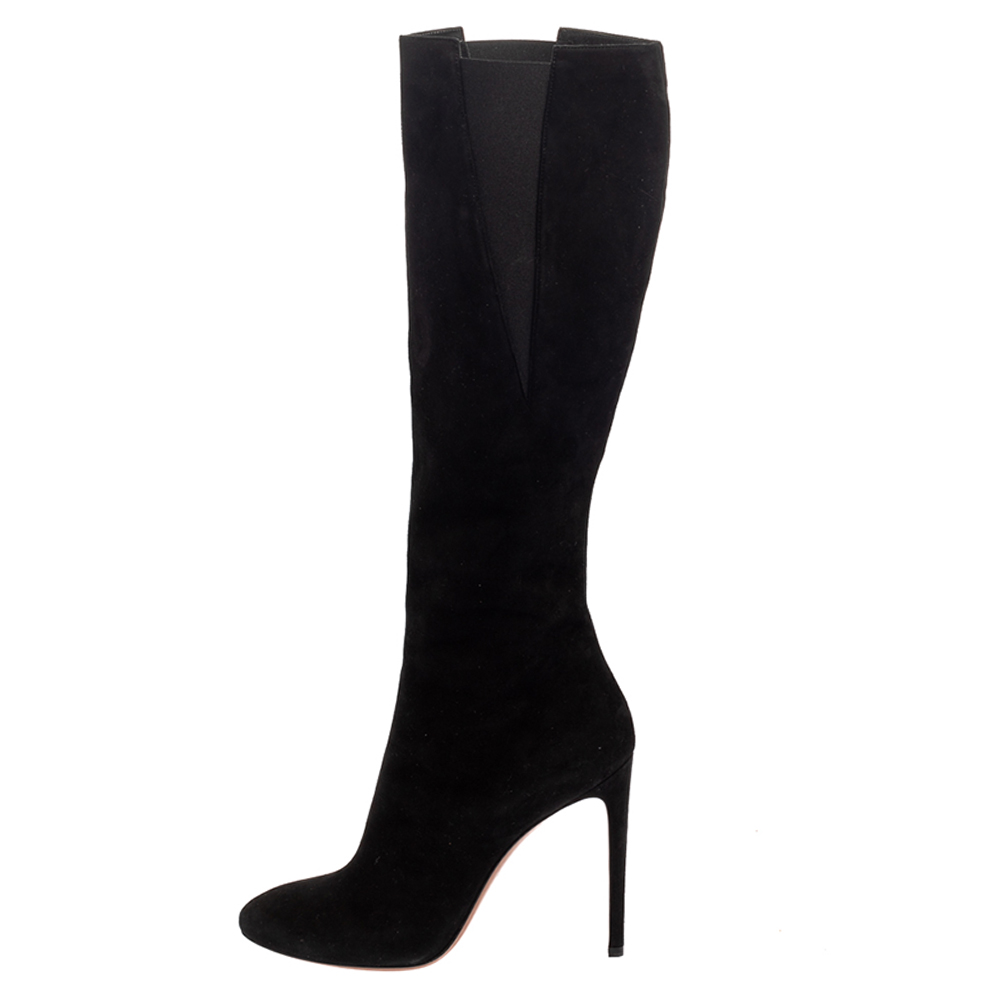 

Alaia Black Suede Mid Calf Zipper Boots Size