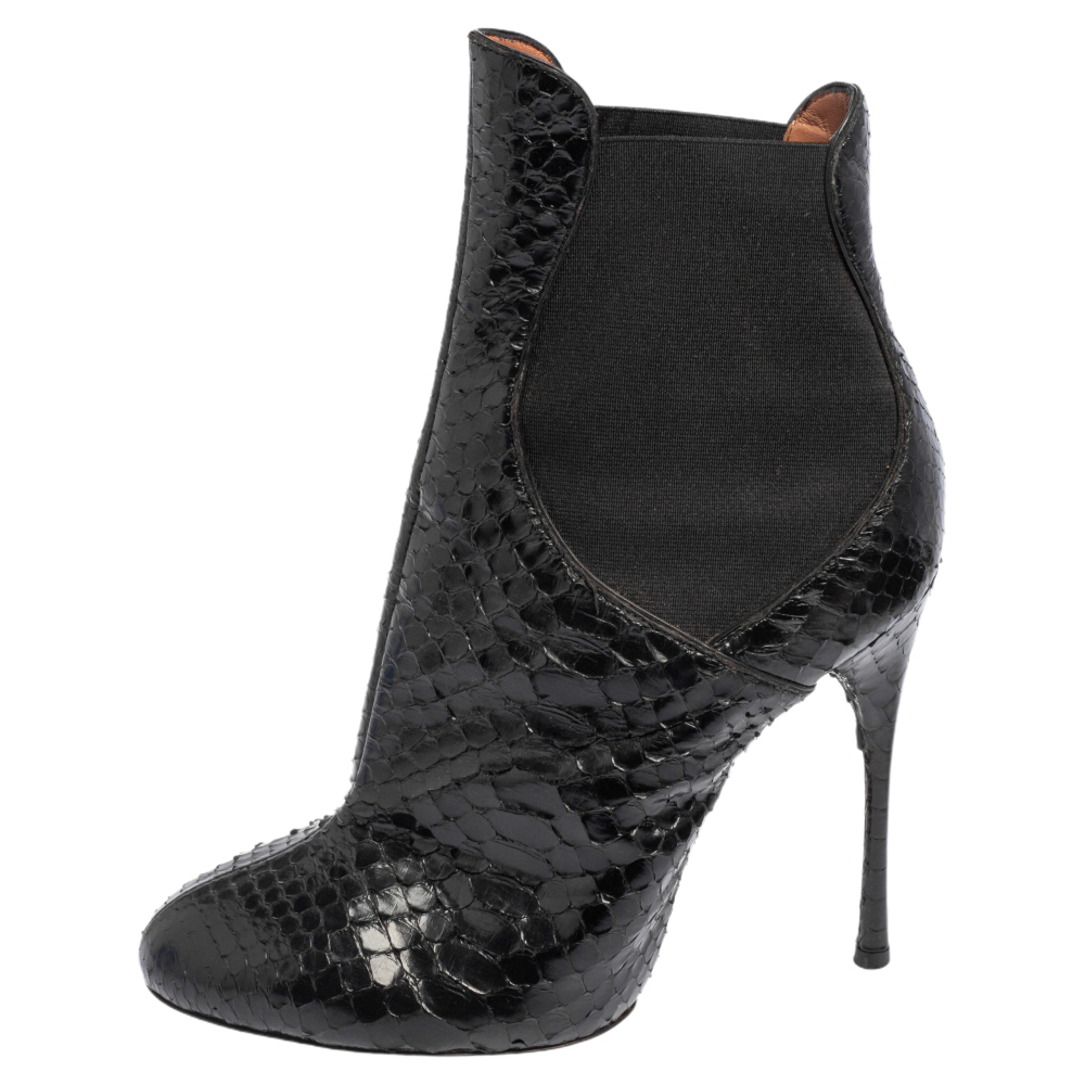 

Alaia Black Python and Fabric Ankle Boots Size