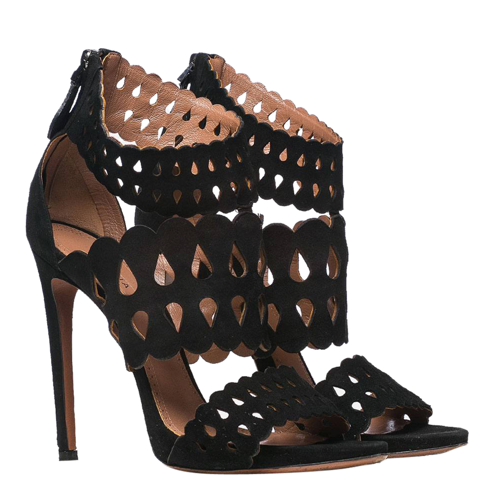 

Alaia Black Suede Strap Sandals Size