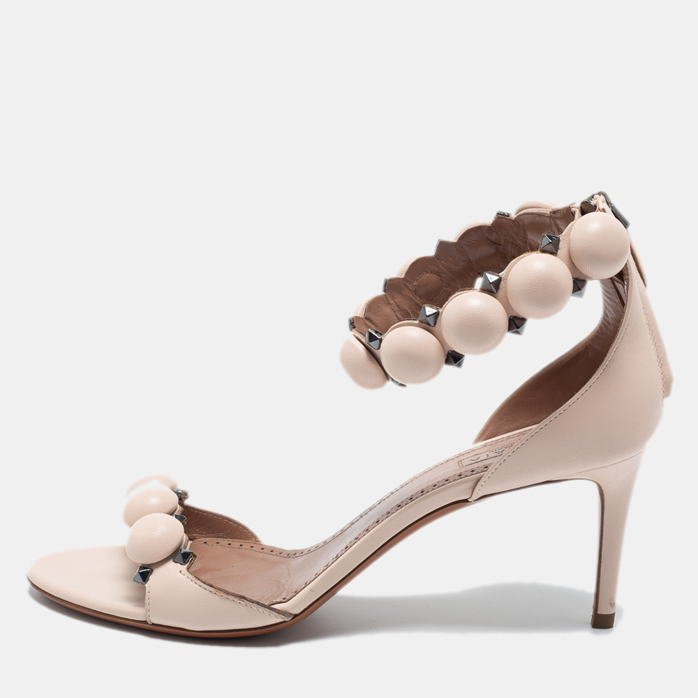 Pre Owned Alaia Light Pink Leather Bombe Sandals Size 39