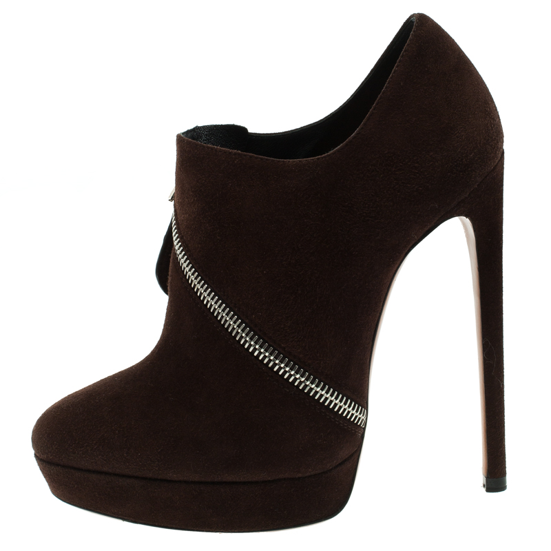 

Alaia Mocha Brown Suede Platform Ankle Boots Size