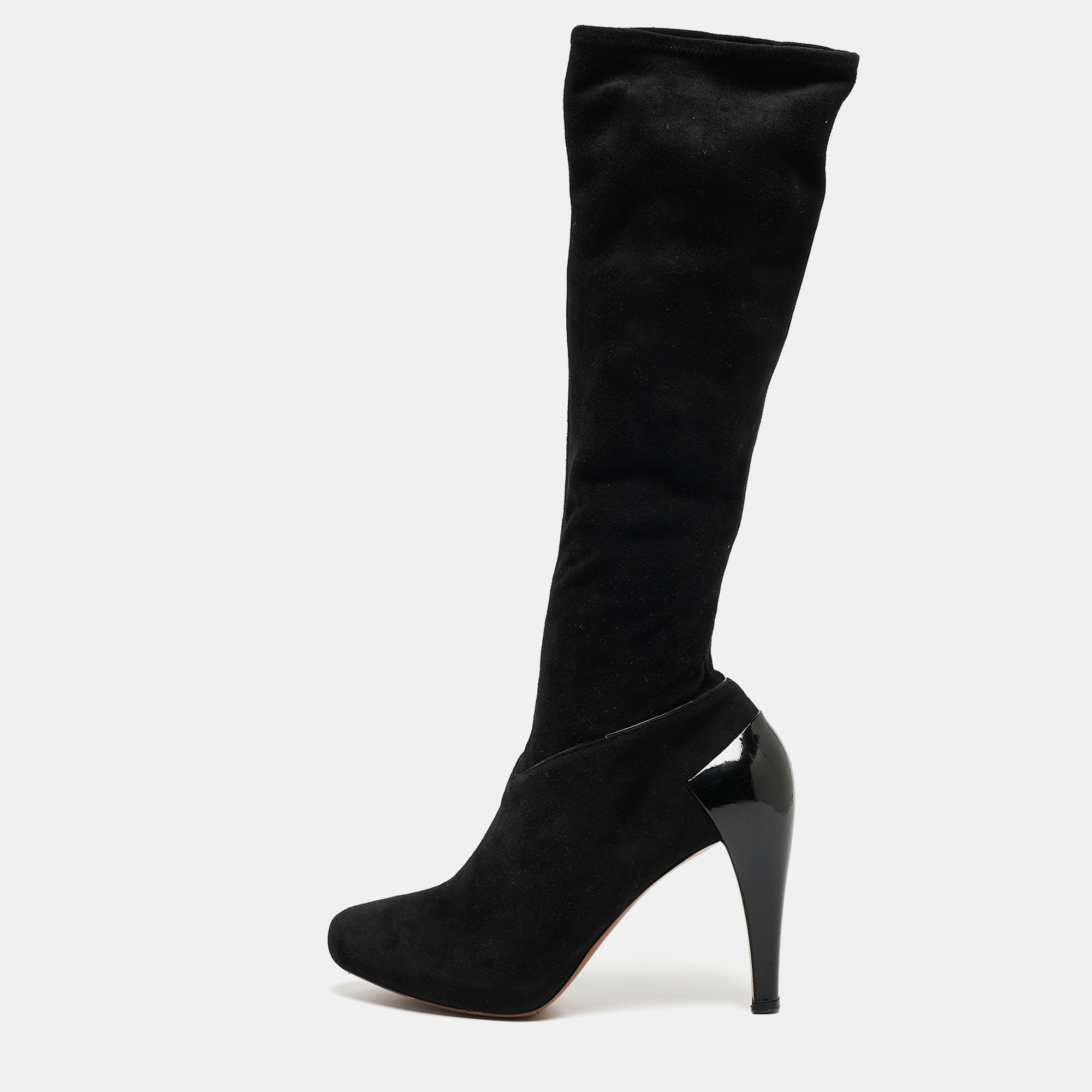 Pre-owned Alaïa Black Suede Midcalf Boots Size 36
