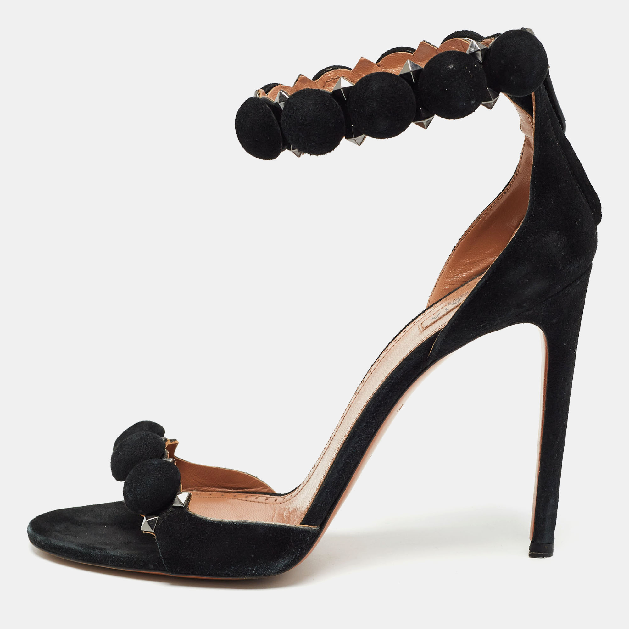 

Alaia Black Suede Bombe Ankle Strap Sandals Size