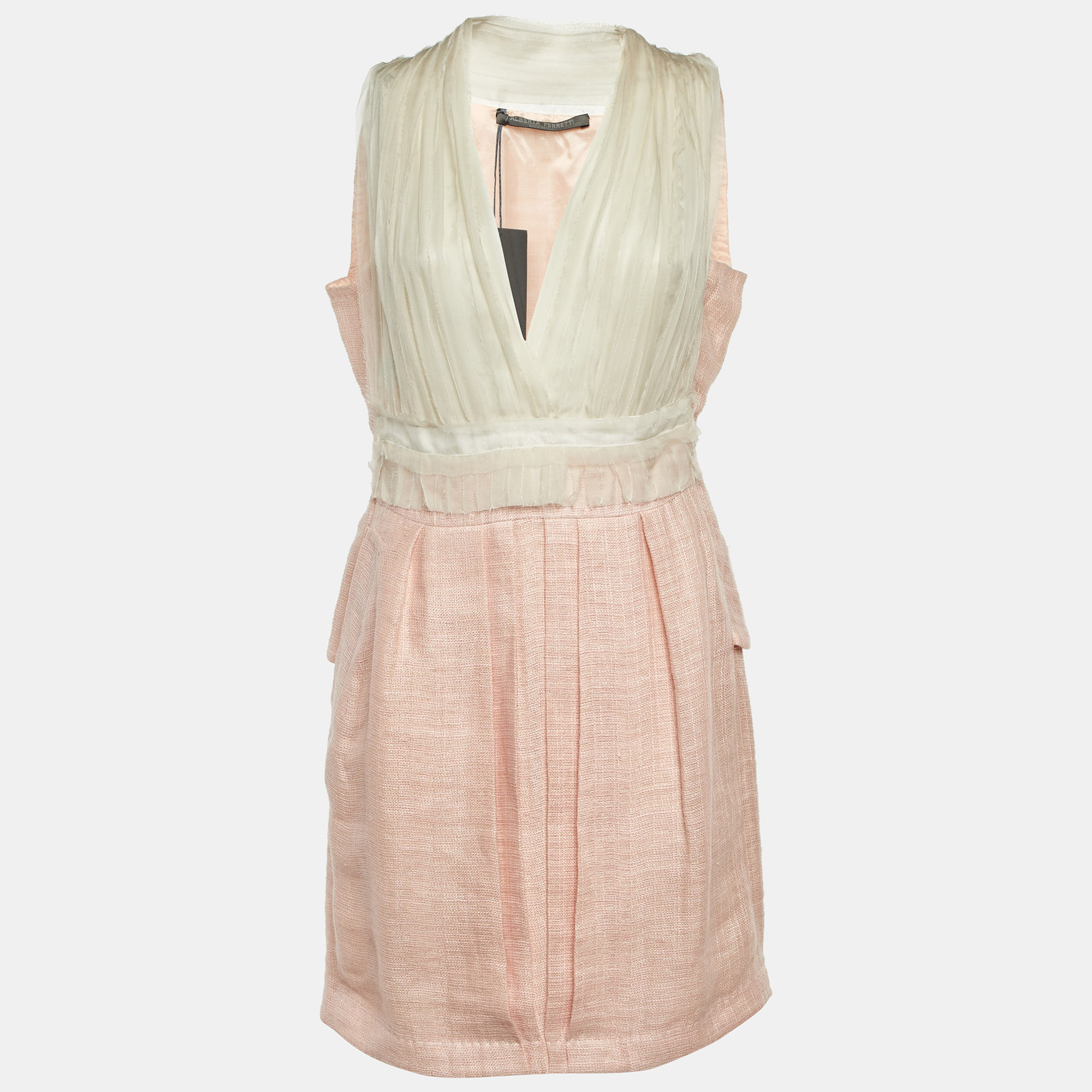 

Alberta Ferretti Pink Linen & Silk Pleated Sleeveless Dress M