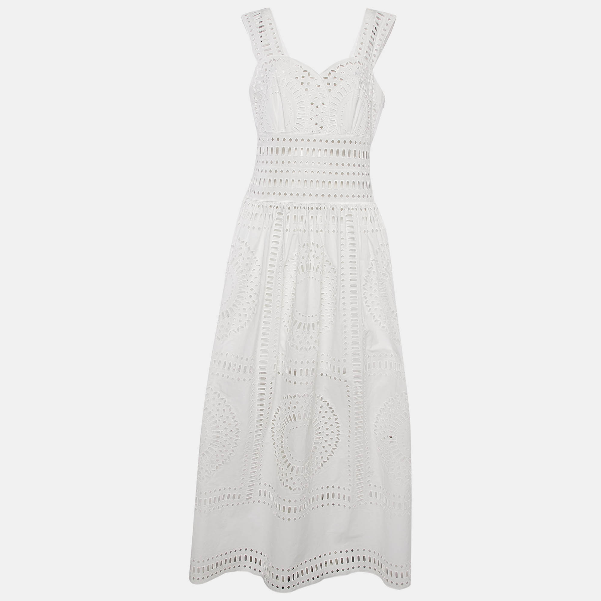 

Alberta Ferreti White Lace Sleeveless Maxi Dress M