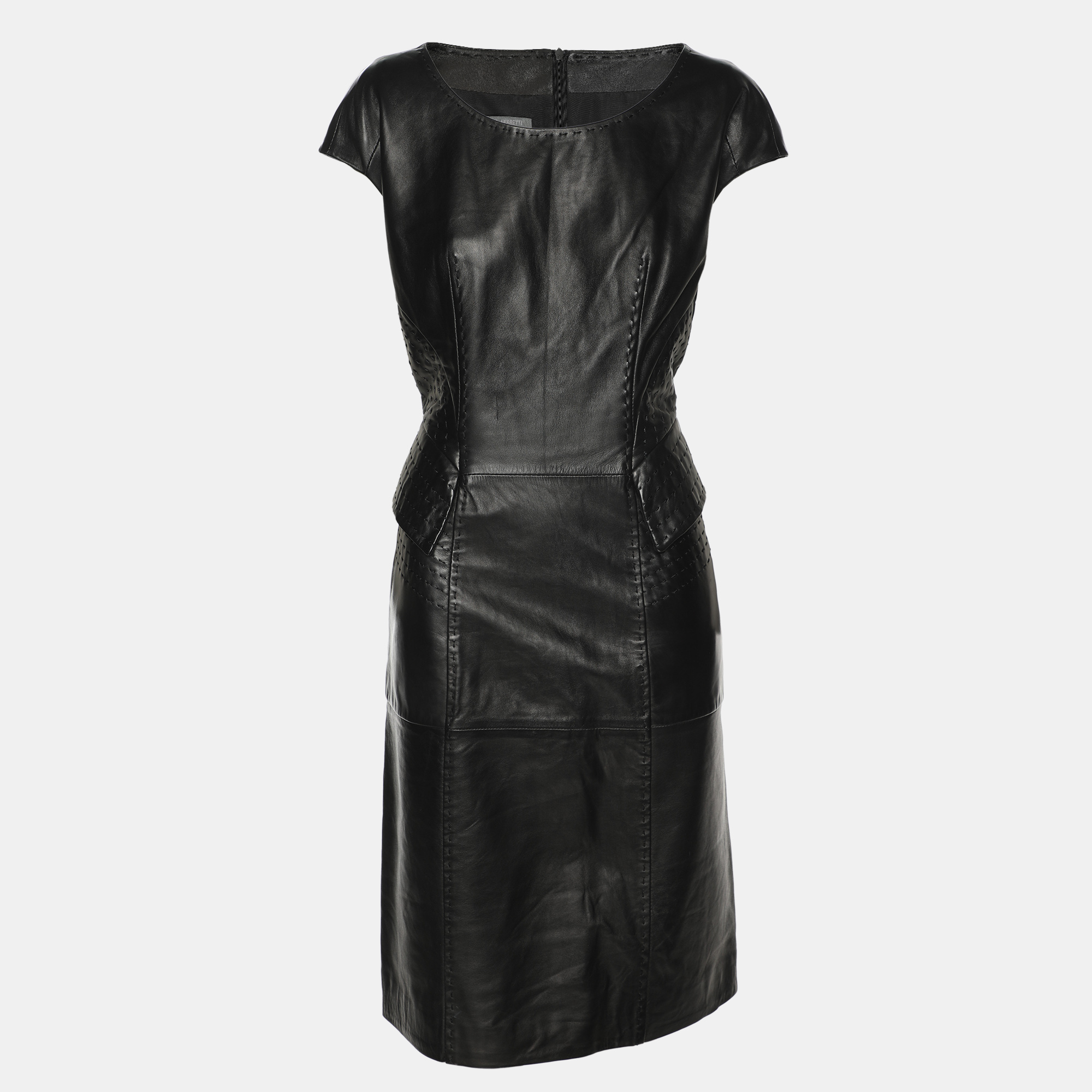 

Alberta Ferretti Black Leather Midi Dress M