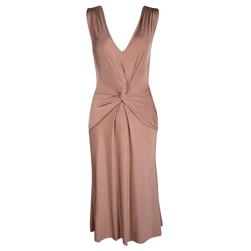 Pre Owned Alberta Ferretti Blush Pink Twist Front Detail Sleeveless Dress S
