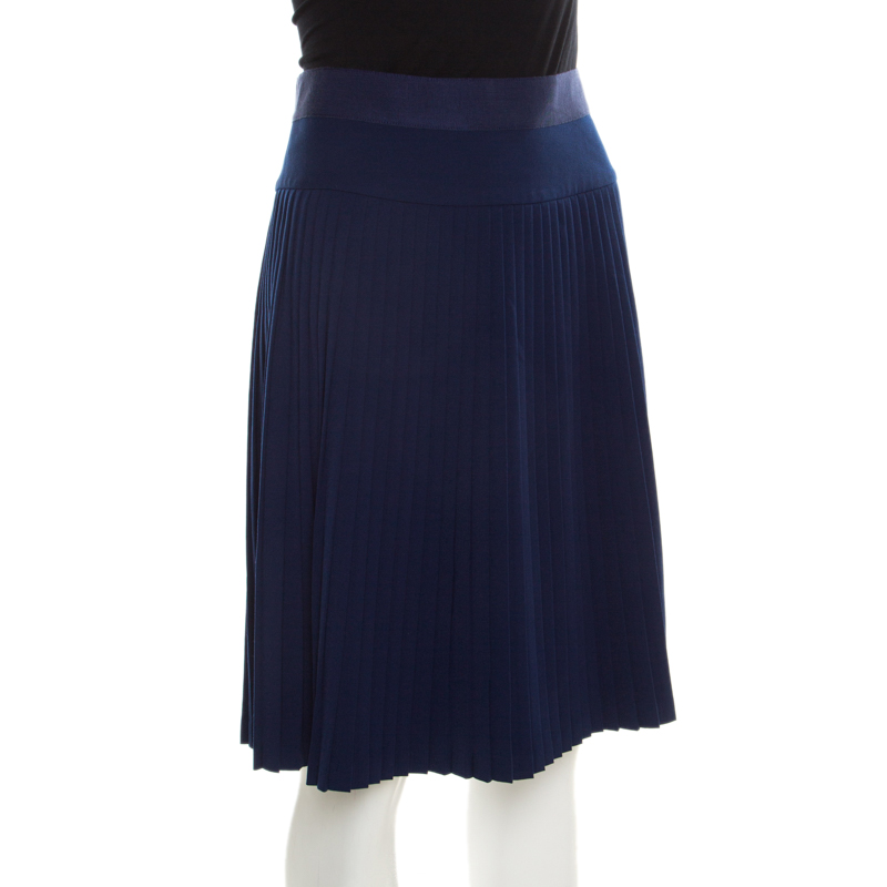 

Alberta Ferretti Navy Blue Accordion Pleated Skirt