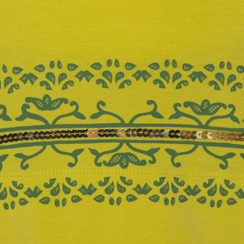 Pre-owned Alberta Ferretti Yellow Paisley Printed Cotton Sequin Detail Top L