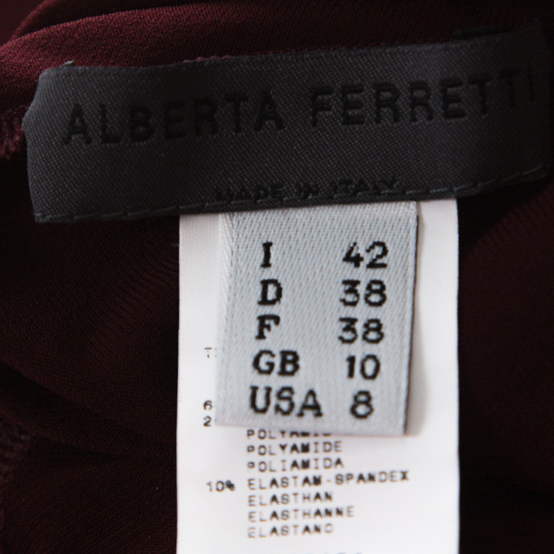 Pre-owned Alberta Ferretti Burgundy Cowl Neck Long Sleeve Top M