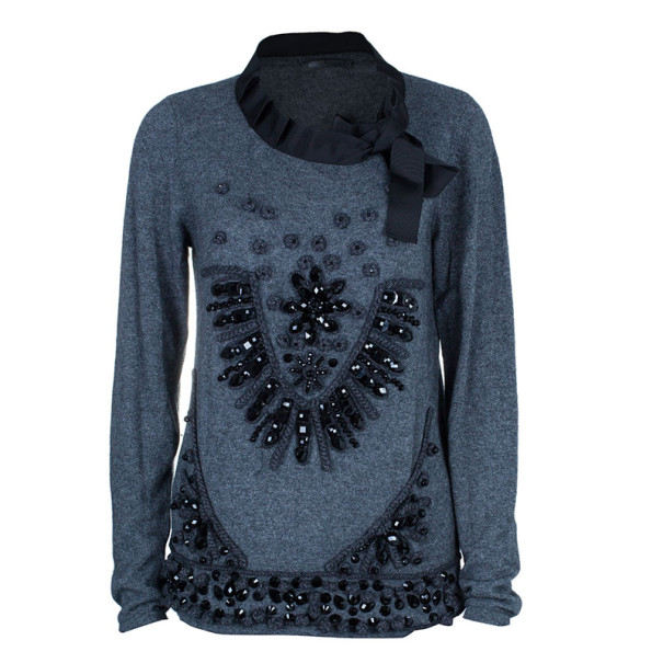 Alberta Ferretti Cashmere Embellished Sweater L