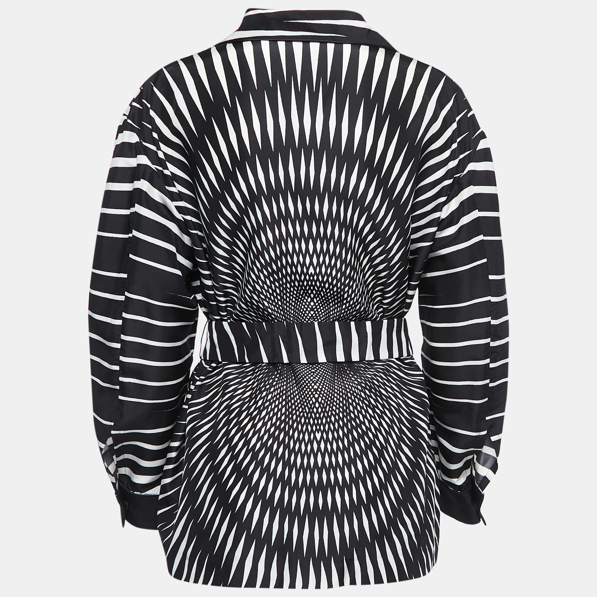 

Alberta Ferretti Black/White Abstract Printed Silk Shirt