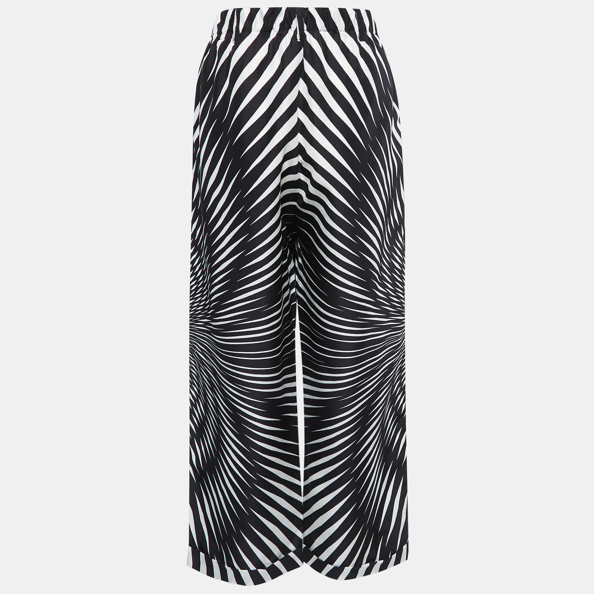 

Alberta Ferretti Black/White Abstract Printed Silk Trousers