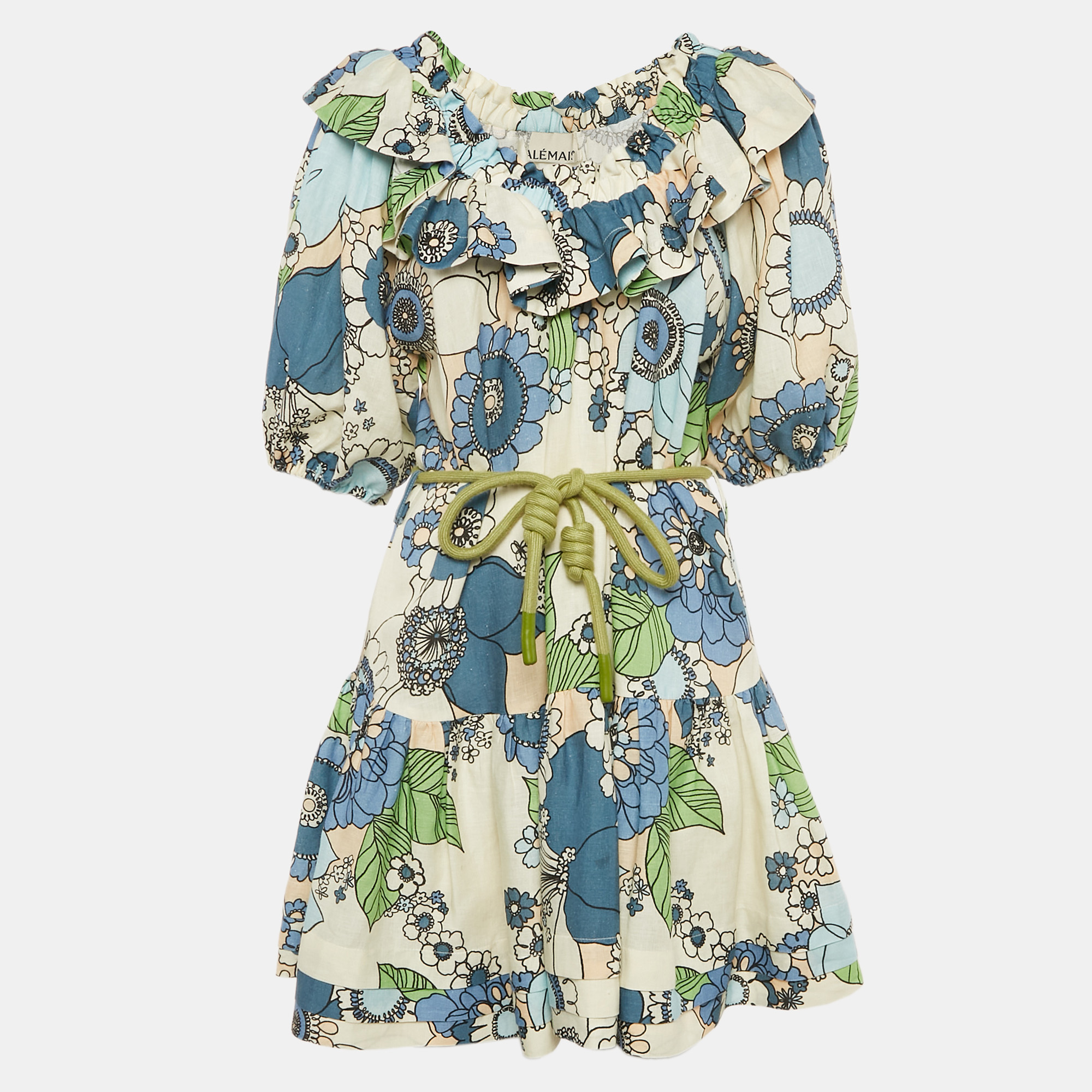 

Alemais Multicolor Floral Print Linen Belted Mini Dress M