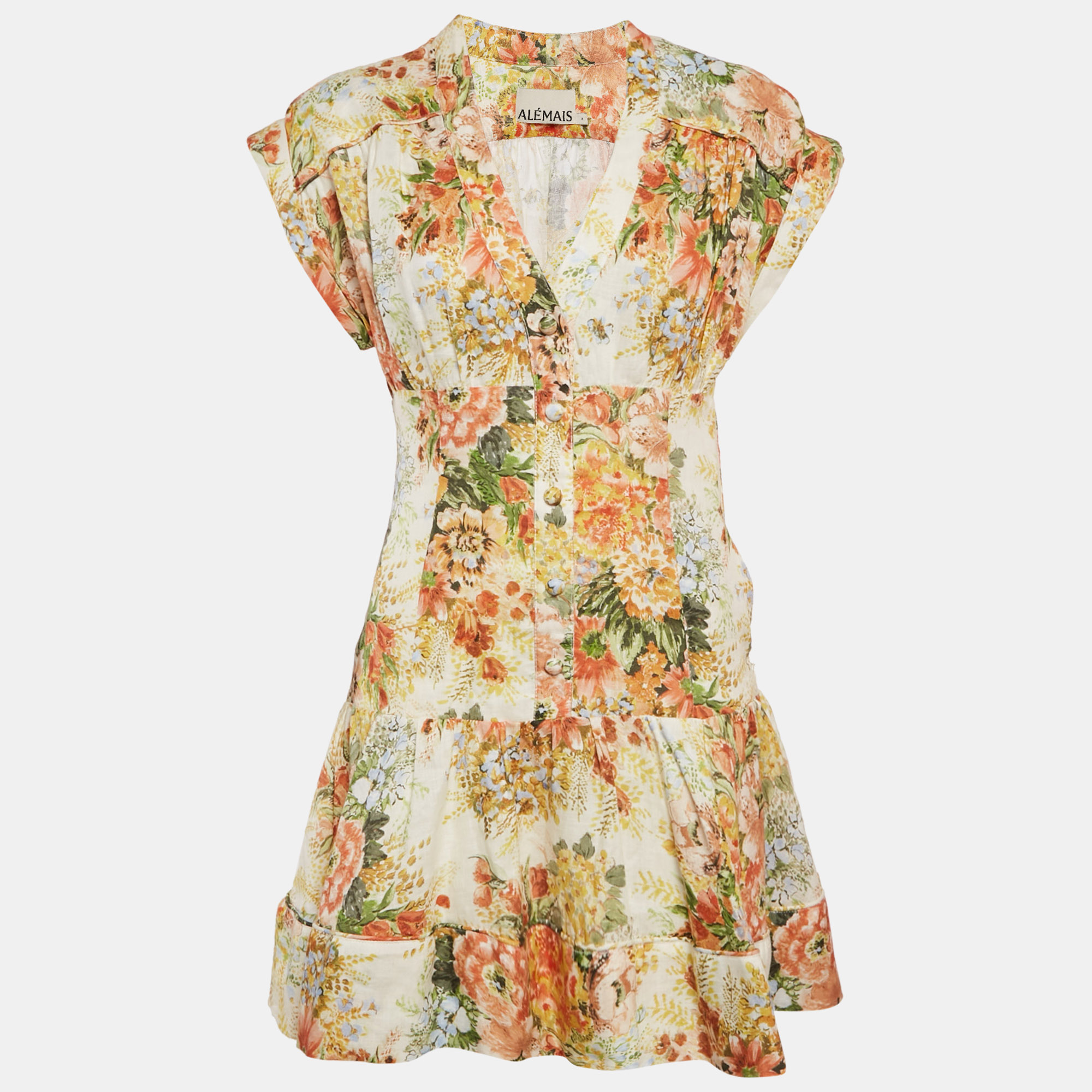 

Alemais Yellow Sylvia Floral Hemp Mini Dress M