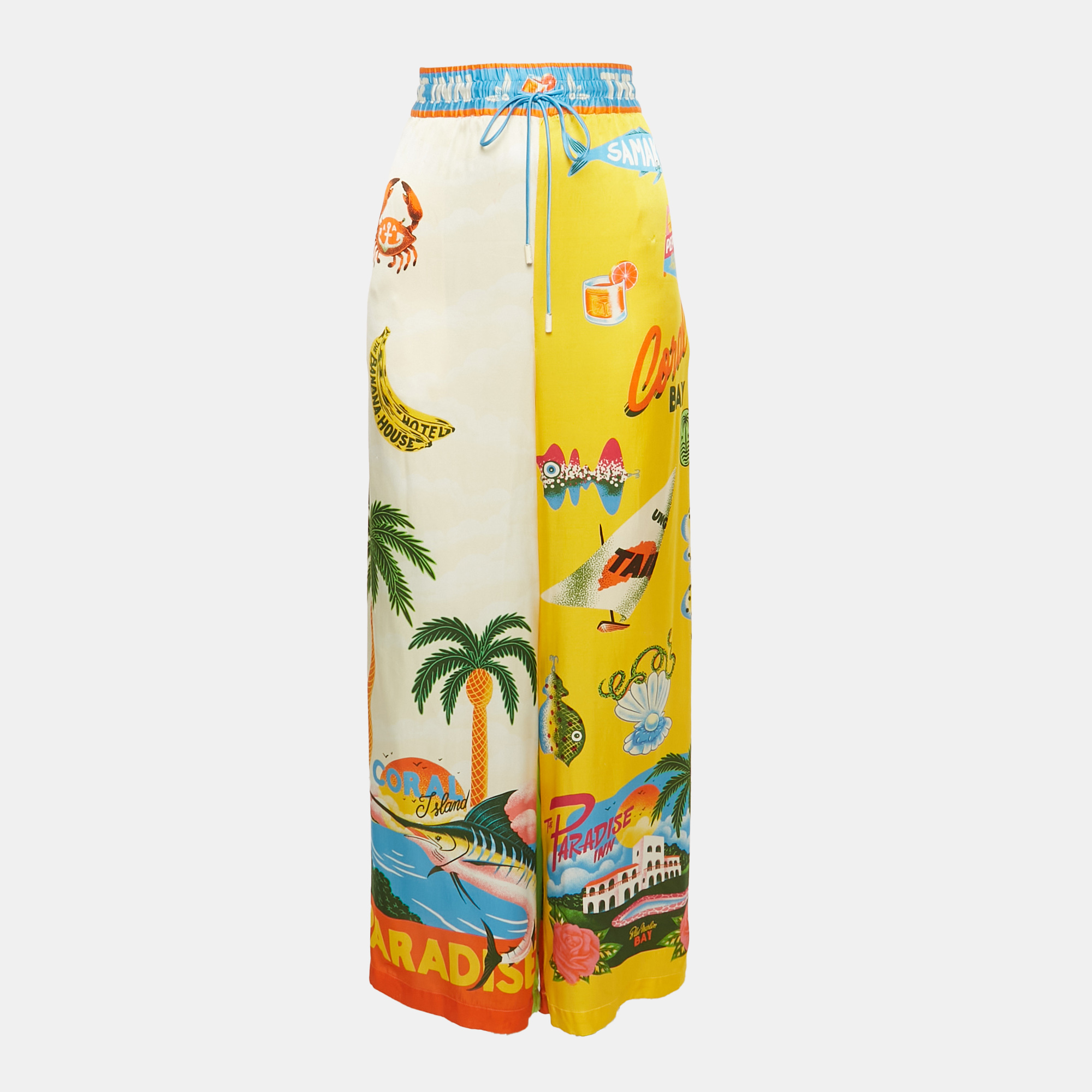 

Alemais Multicolor Printed Satin Paradiso Straight Leg Pants M
