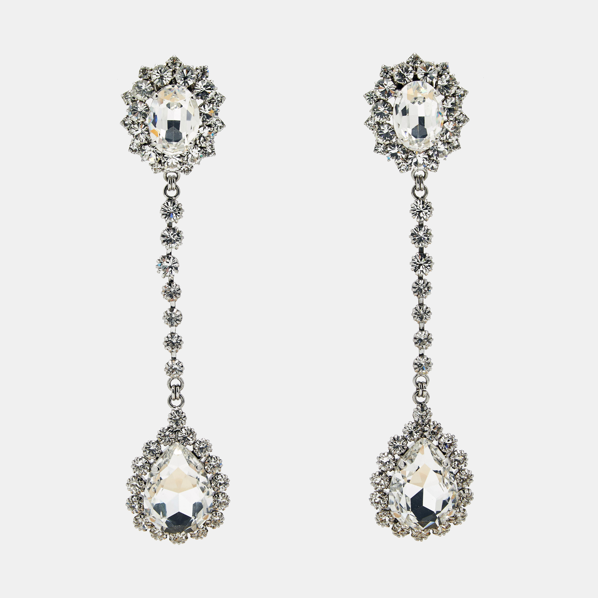 Pre-owned Alessandra Rich Crystals Silver Tone Earrings