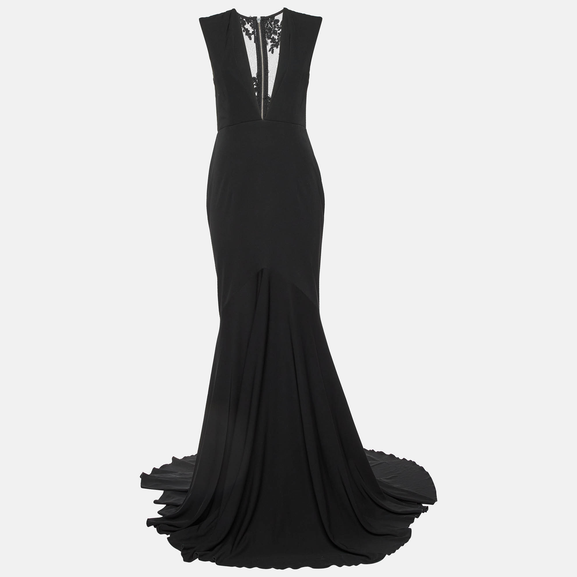 

Alex Perry Black Embellished Jersey Sleeveless Gown L