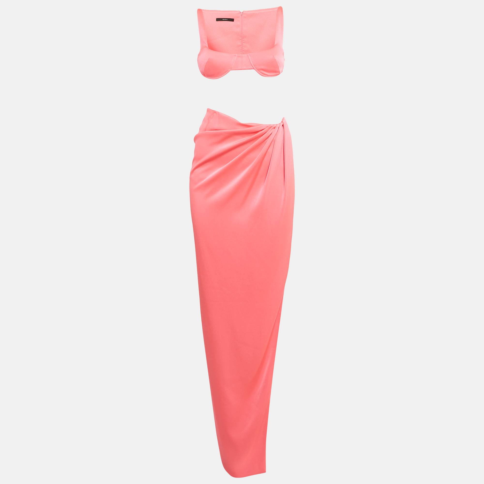 

Alex Perry Pink Satin Top and Draped Skirt Set S