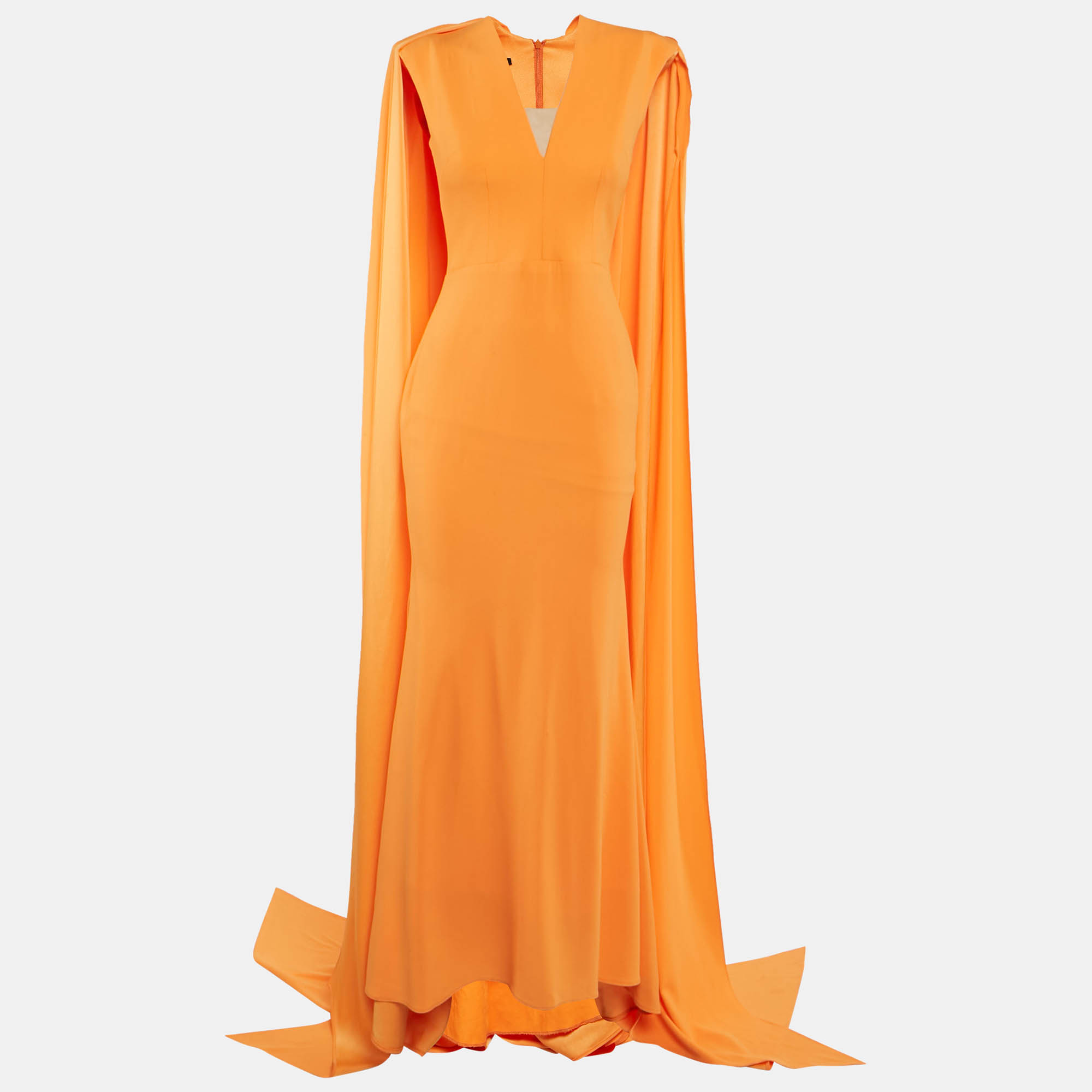 

Alex Perry Orange Stretch Crepe Long Sleeve Vander Gown M